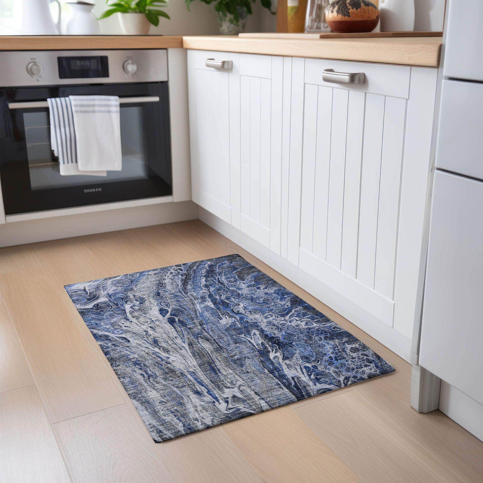 Machine Made ACN602 Blue Rugs