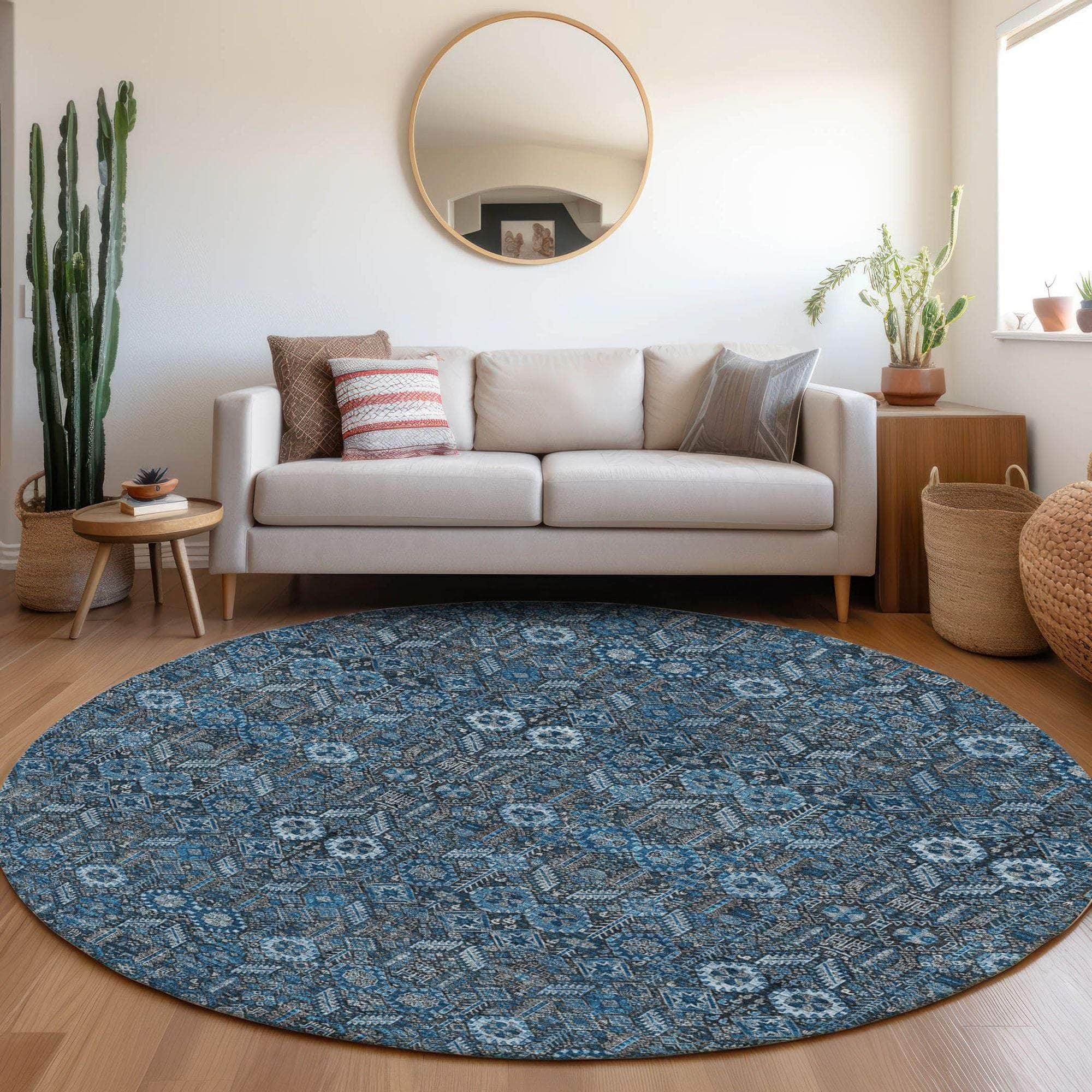 Machine Made ACN574 Blue Rugs