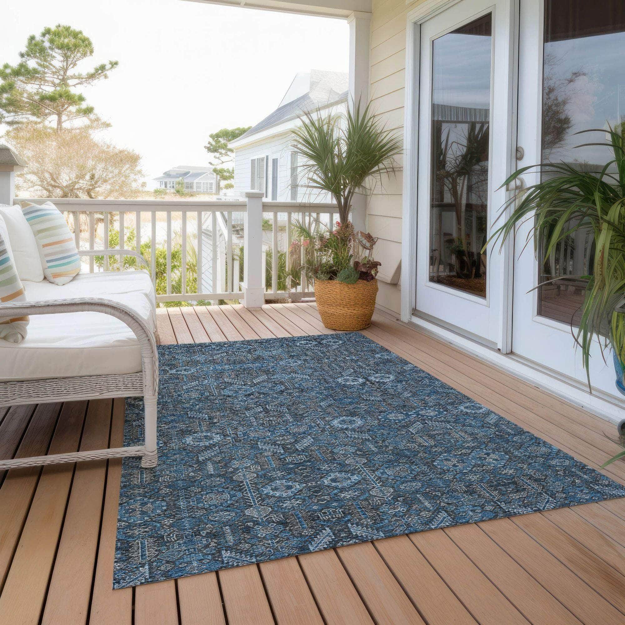 Machine Made ACN574 Blue Rugs