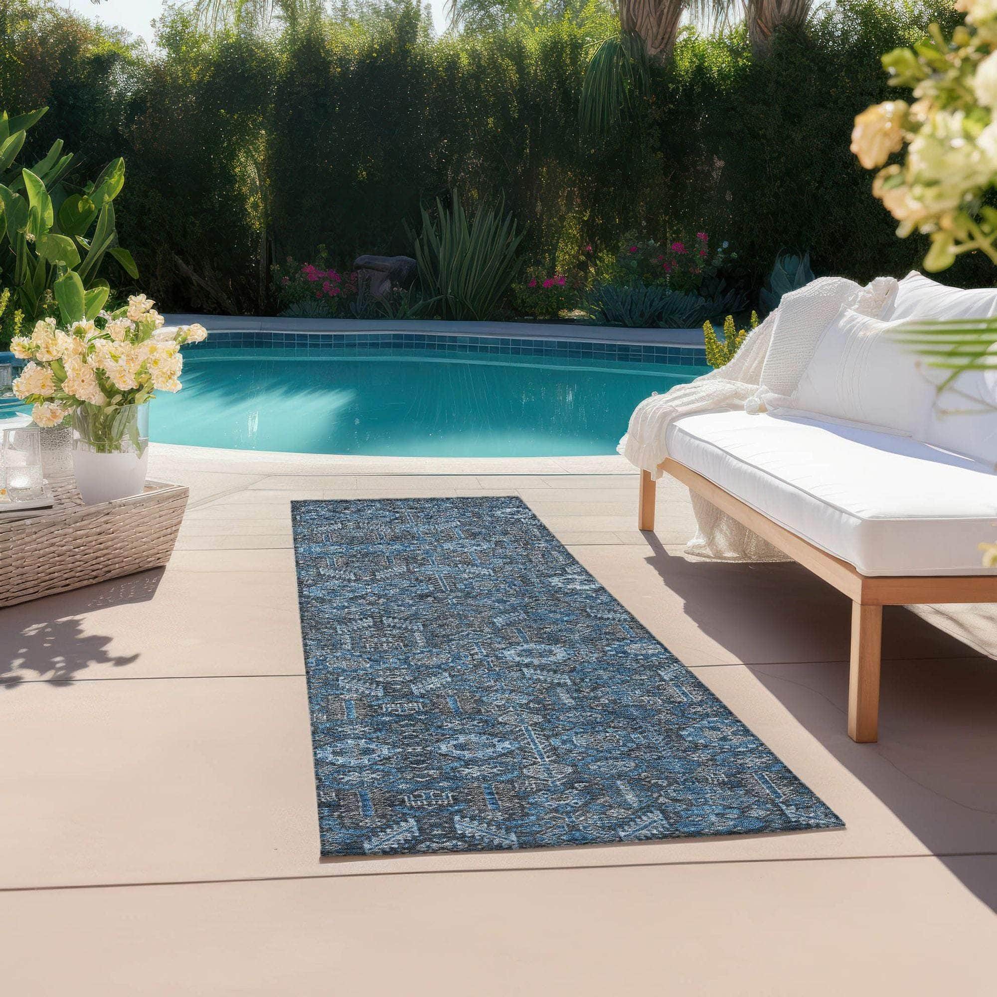 Machine Made ACN574 Blue Rugs
