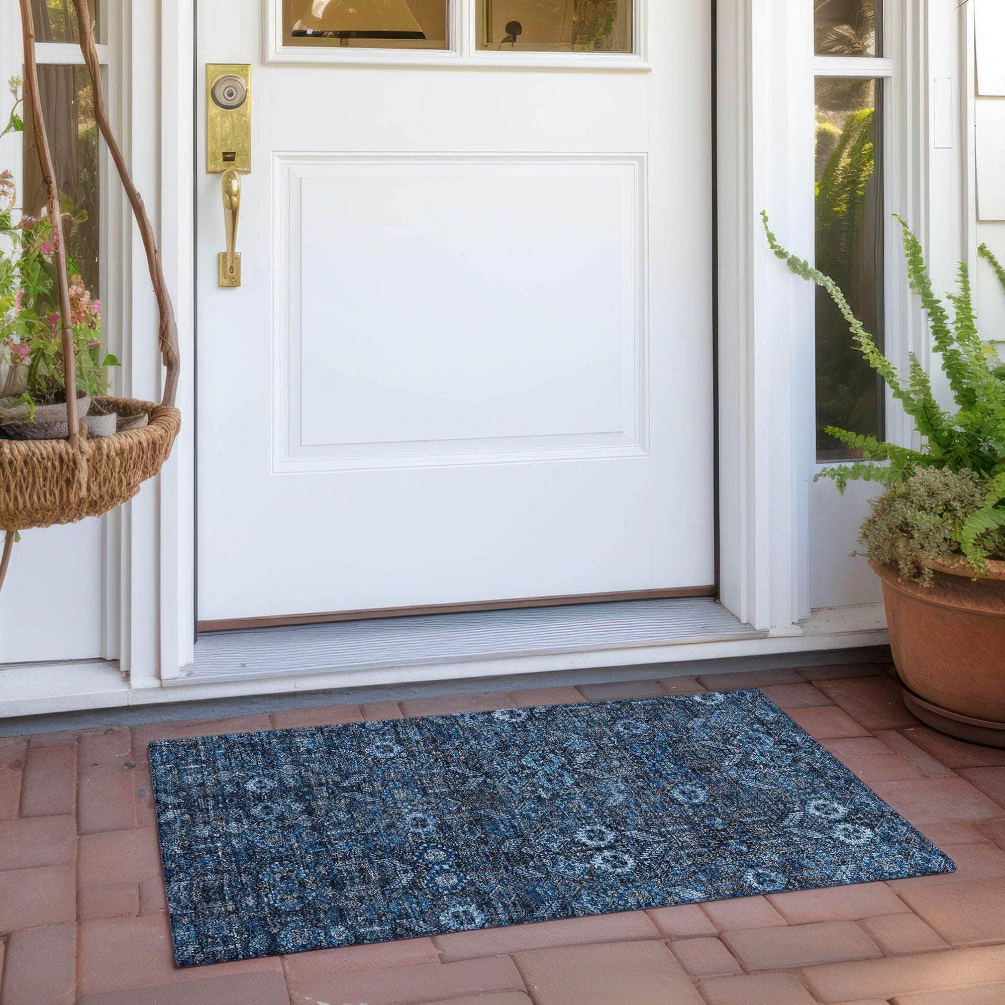Machine Made ACN574 Blue Rugs
