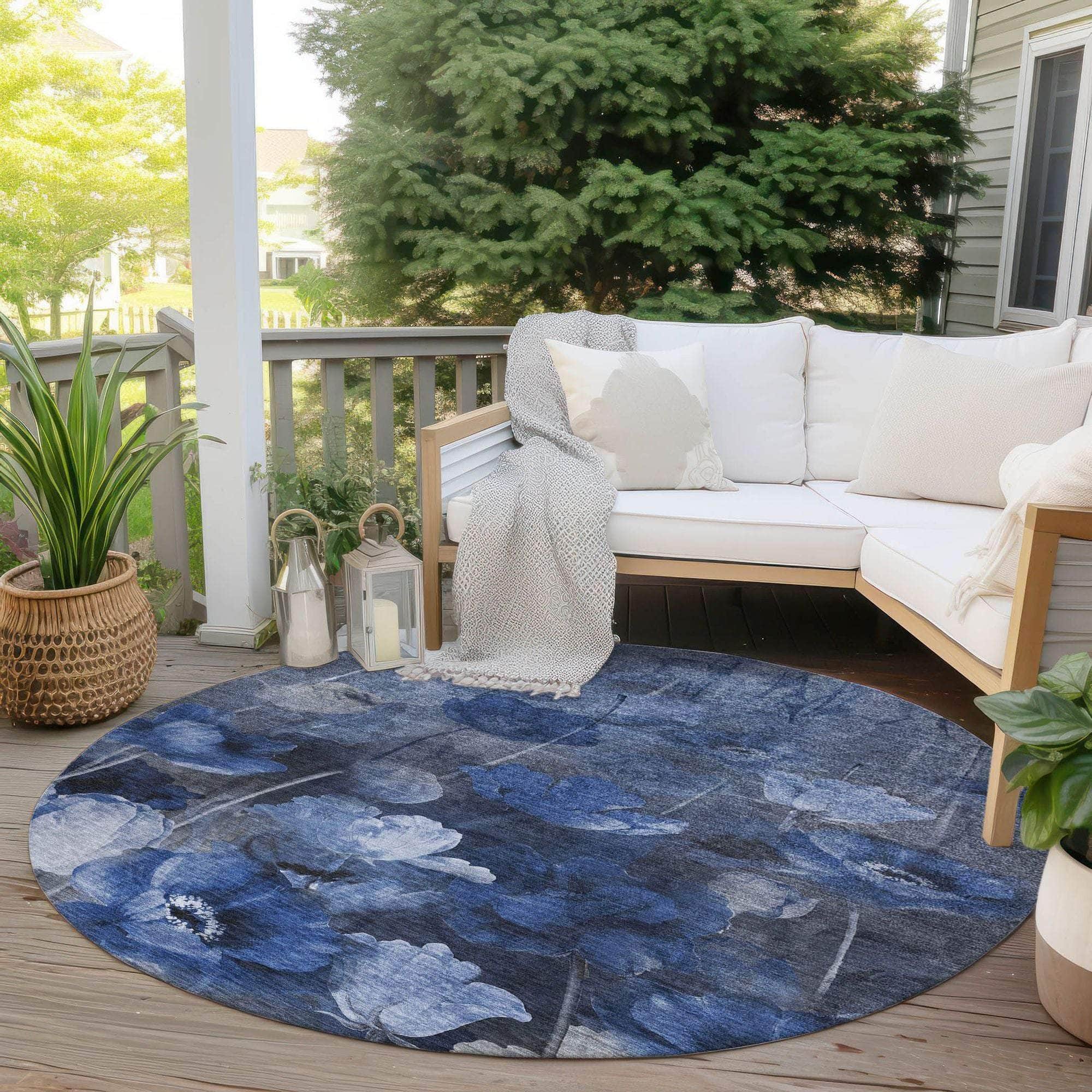 Machine Made ACN613 Blue Rugs