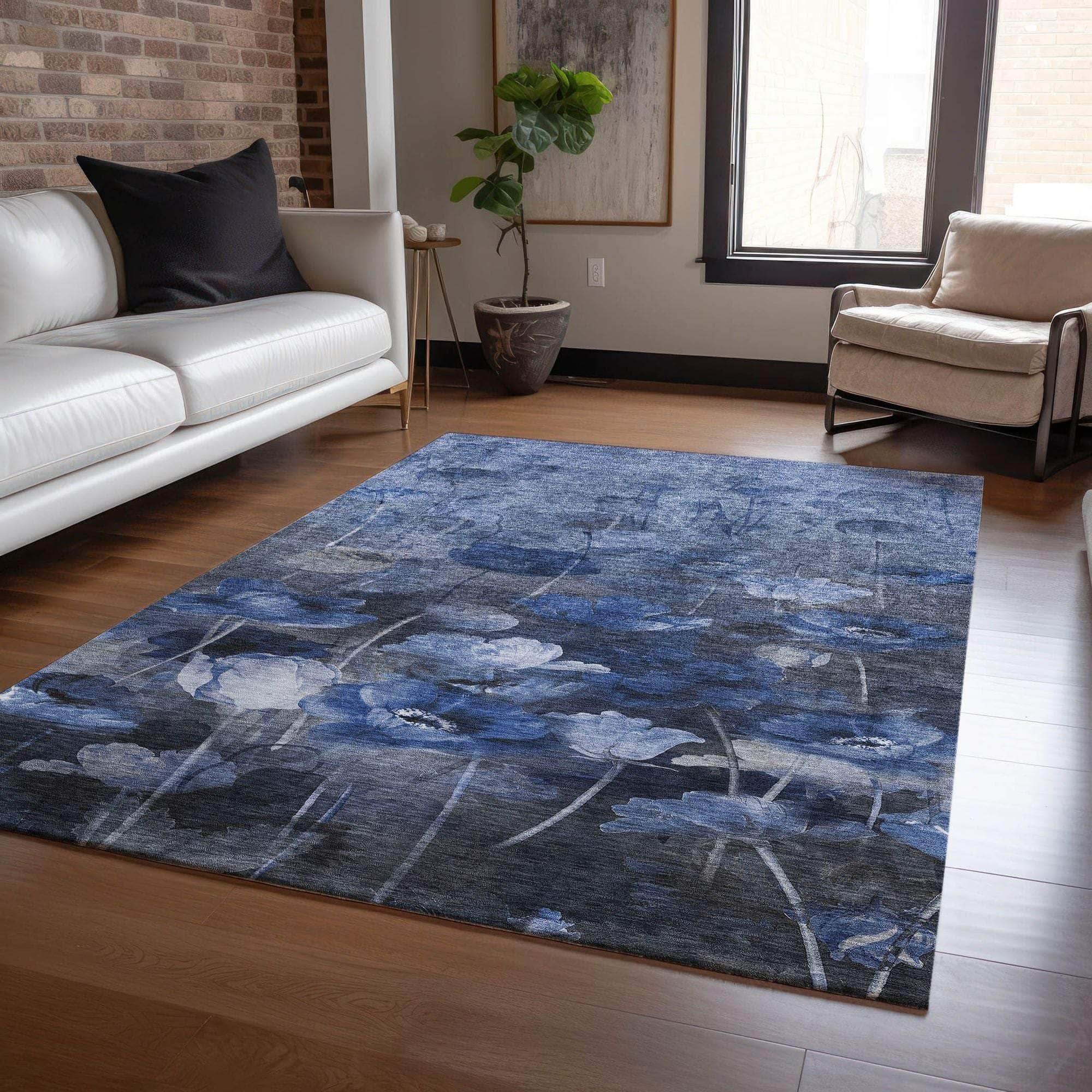 Machine Made ACN613 Blue Rugs
