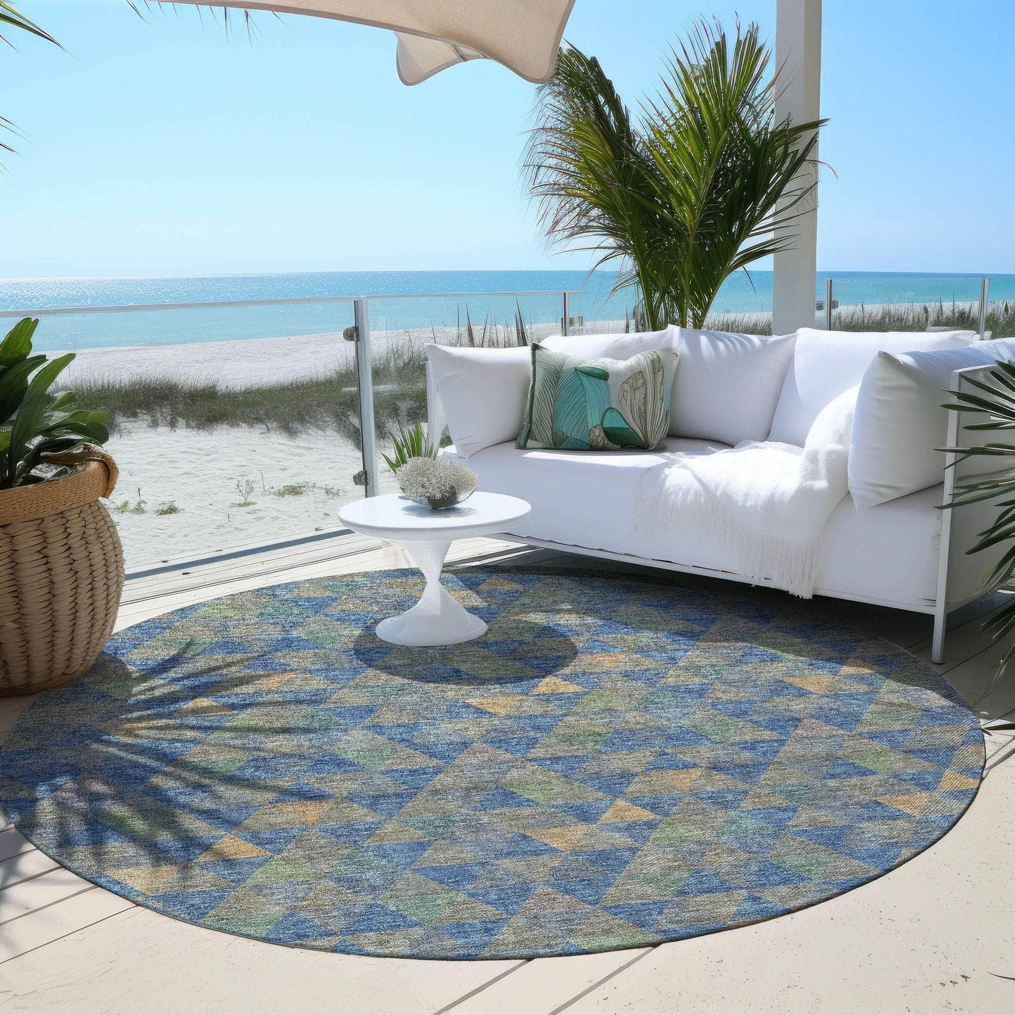 Machine Made ACN612 Blue Rugs