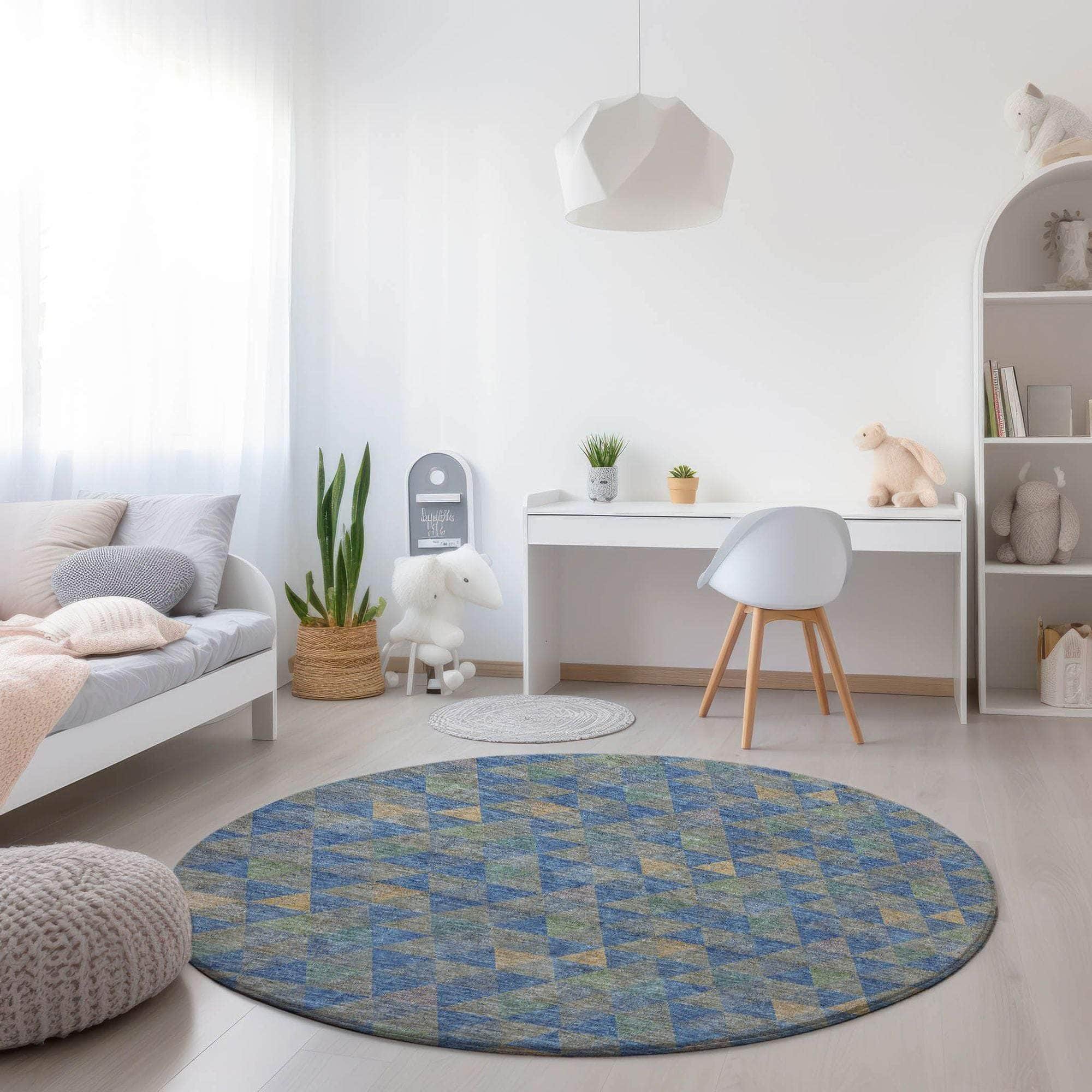 Machine Made ACN612 Blue Rugs