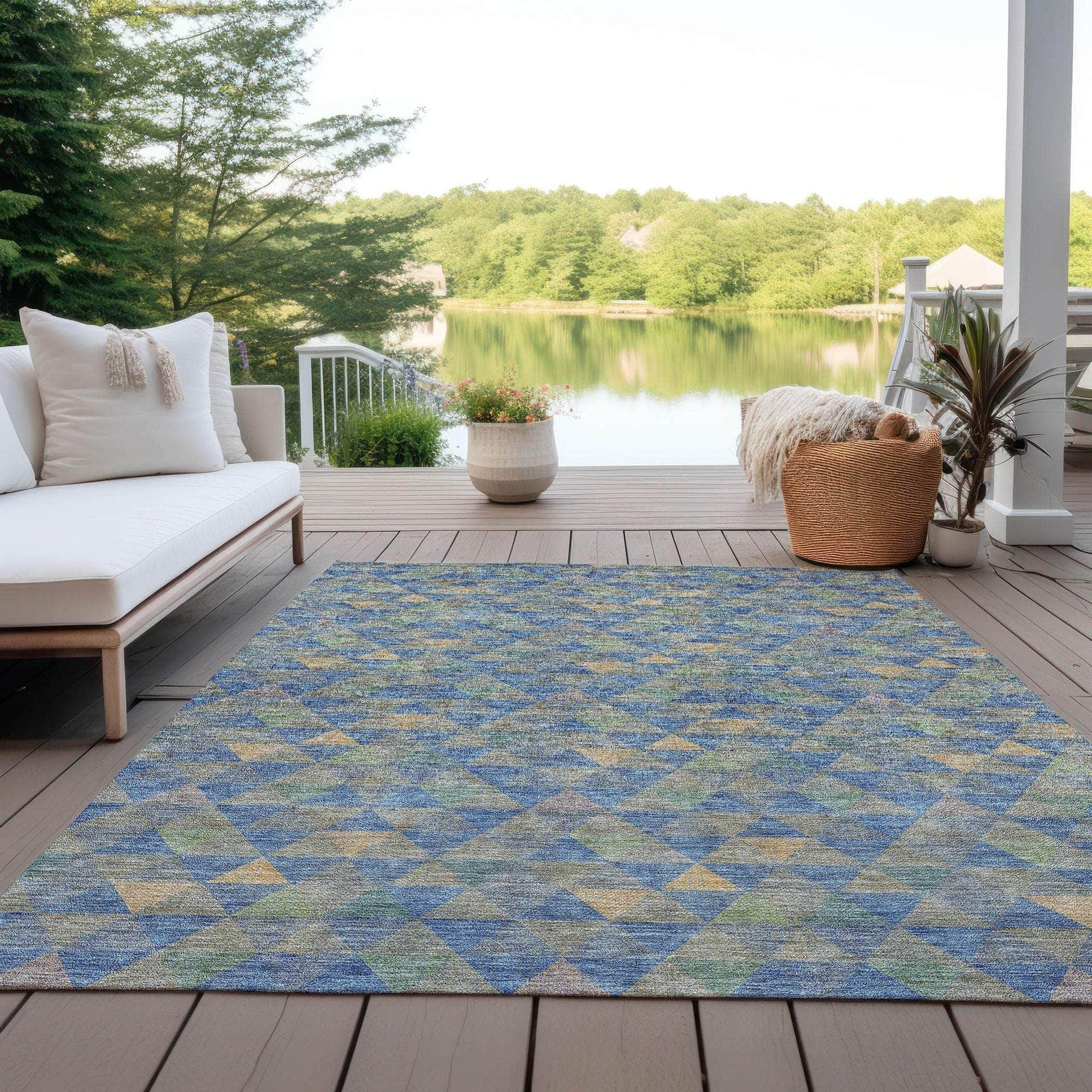 Machine Made ACN612 Blue Rugs