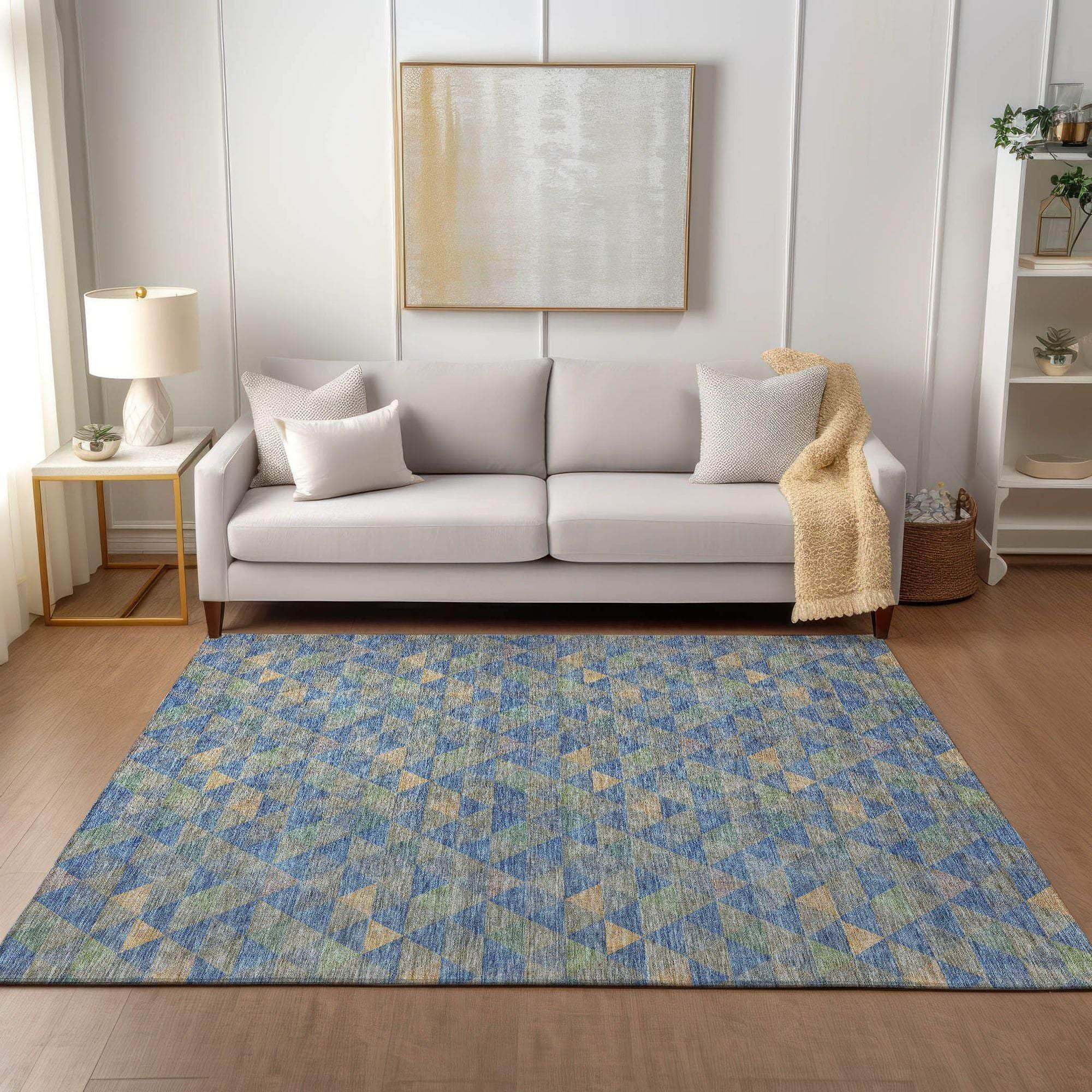 Machine Made ACN612 Blue Rugs