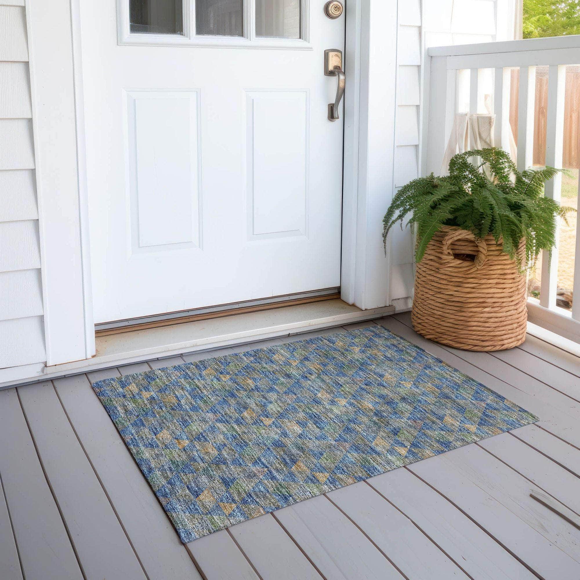 Machine Made ACN612 Blue Rugs