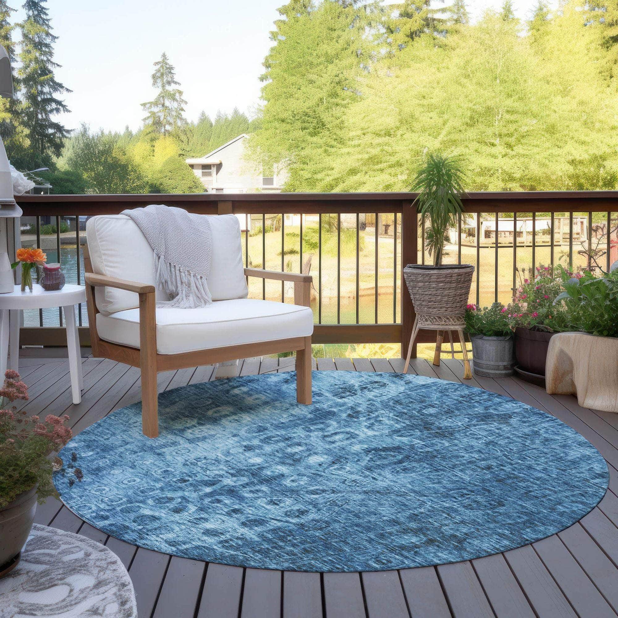 Machine Made ACN577 Blue Rugs