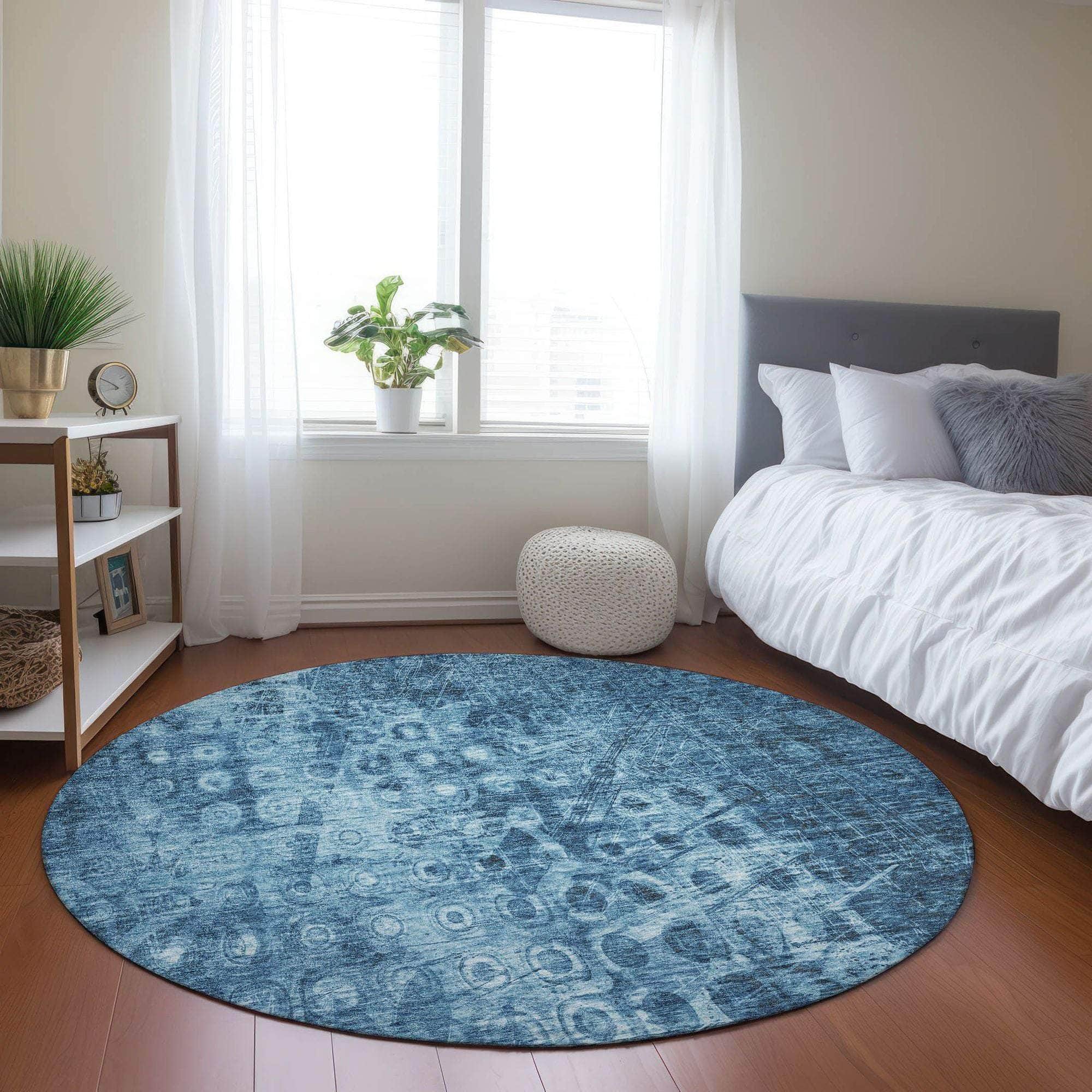 Machine Made ACN577 Blue Rugs