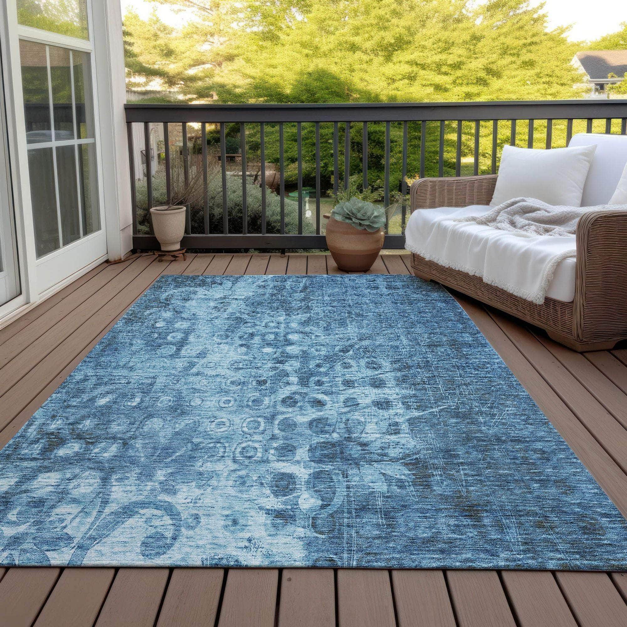 Machine Made ACN577 Blue Rugs