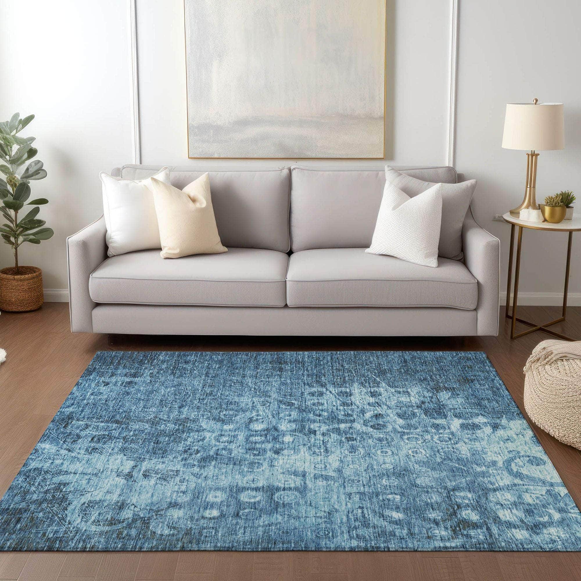 Machine Made ACN577 Blue Rugs