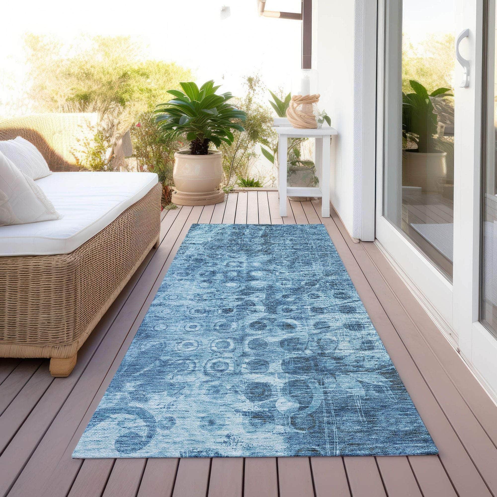 Machine Made ACN577 Blue Rugs