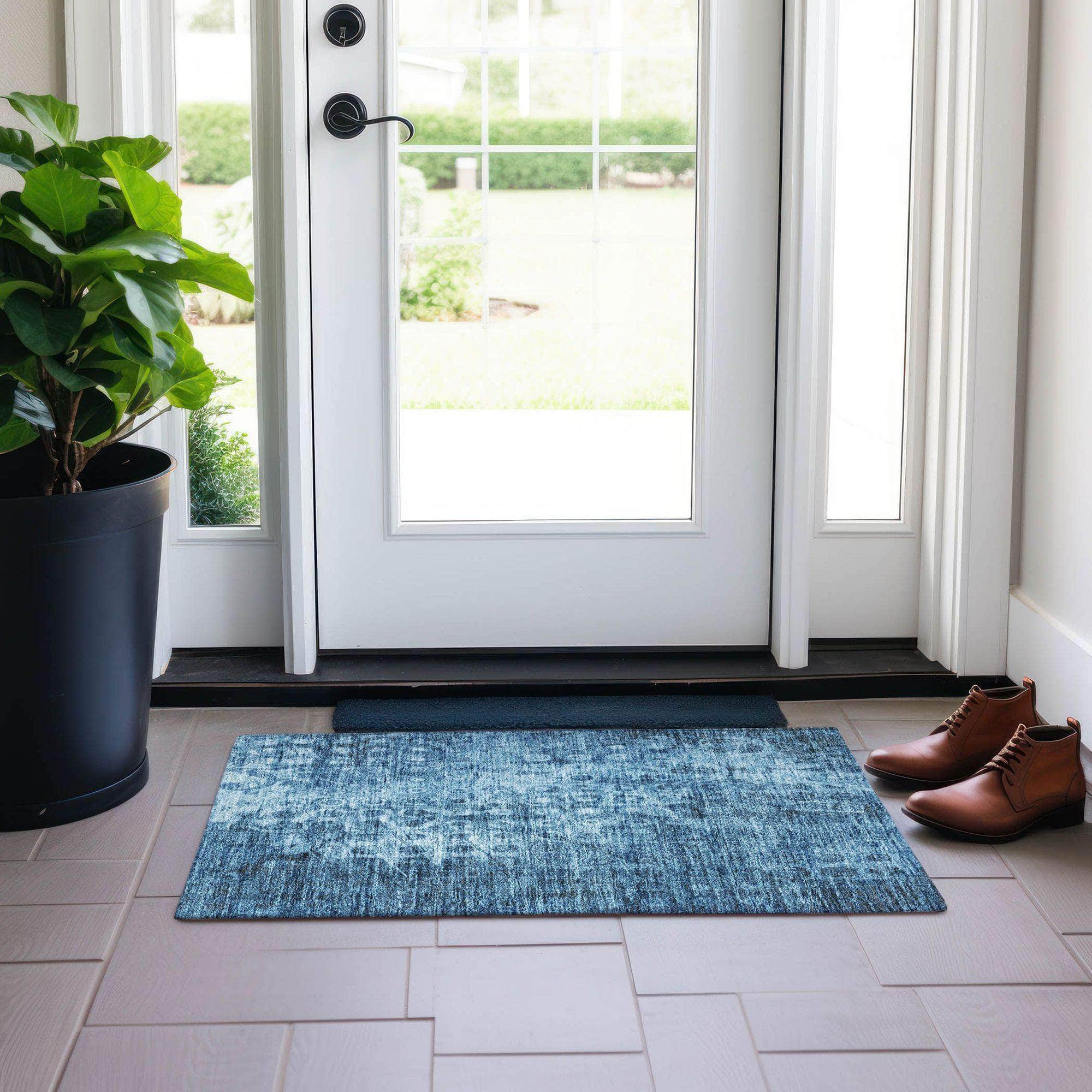 Machine Made ACN577 Blue Rugs