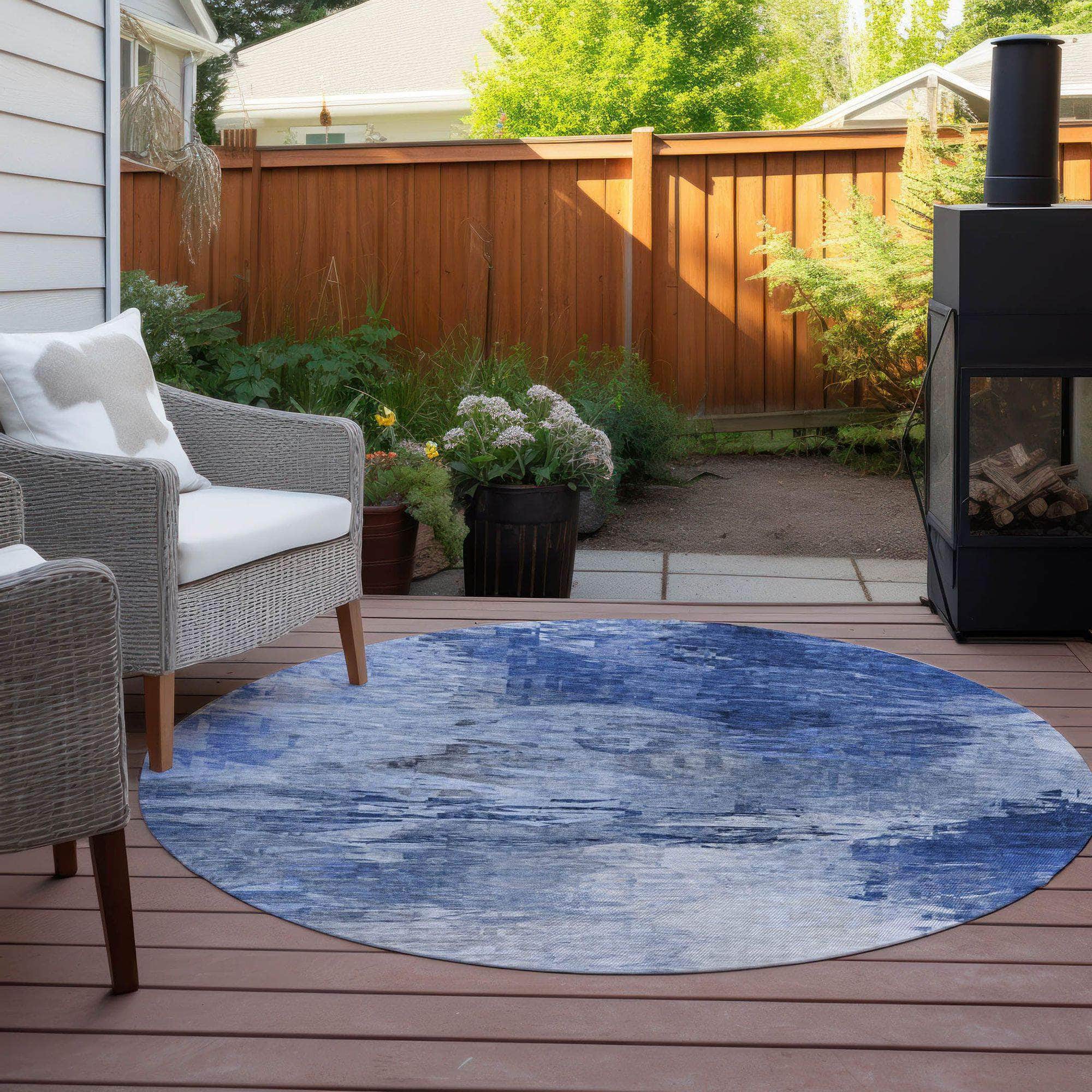 Machine Made ACN595 Blue Rugs