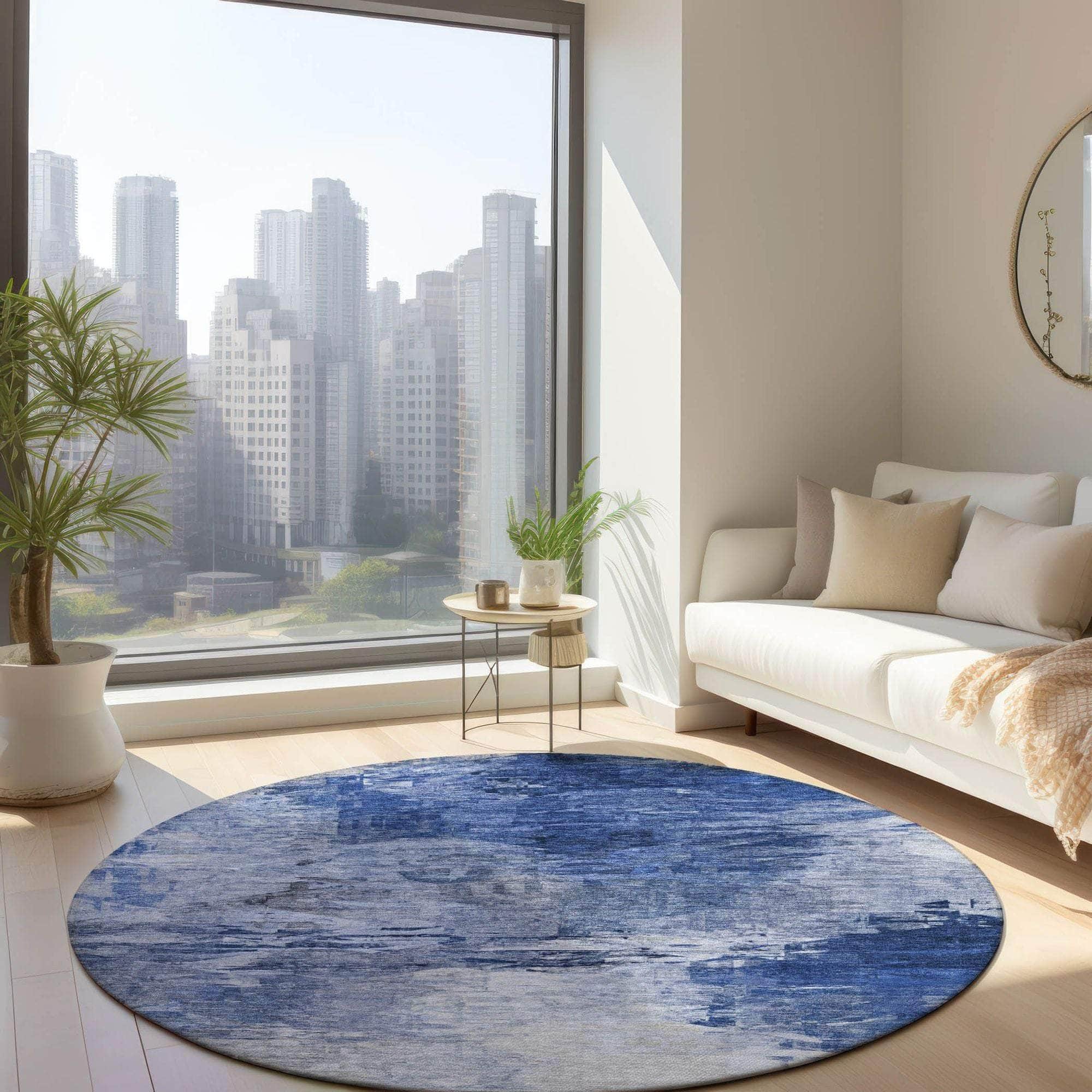 Machine Made ACN595 Blue Rugs