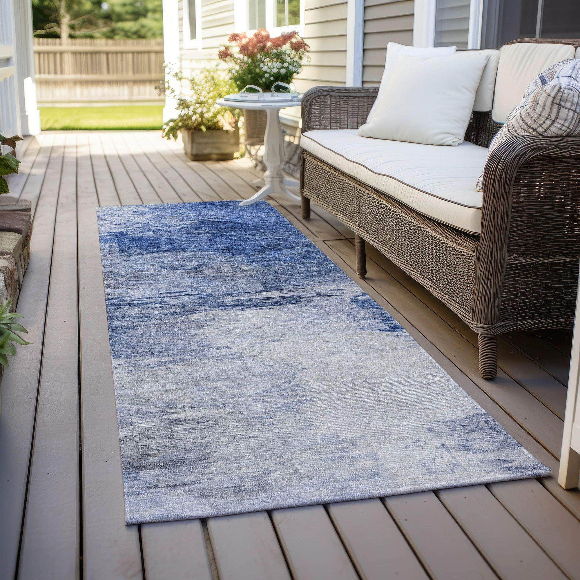 Machine Made ACN595 Blue Rugs