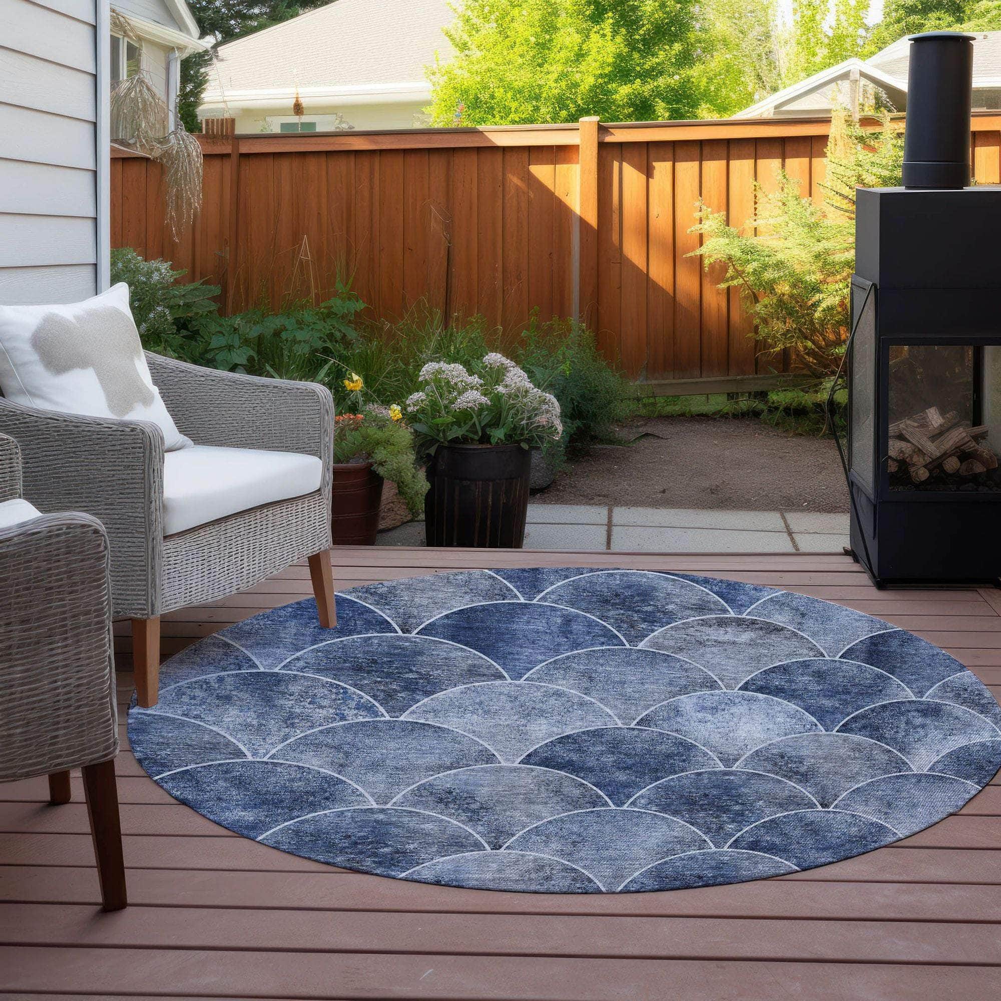 Machine Made ACN594 Blue Rugs