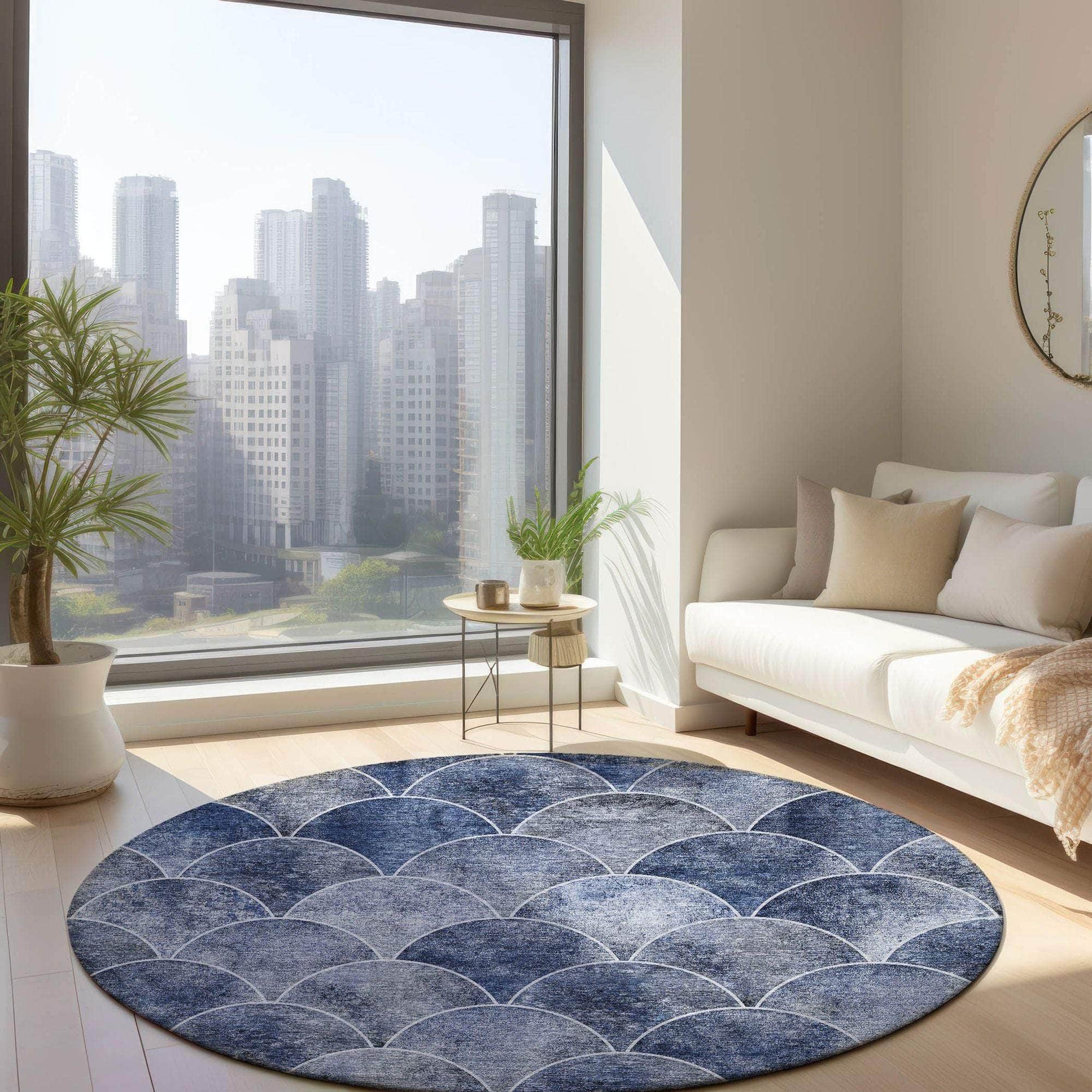 Machine Made ACN594 Blue Rugs