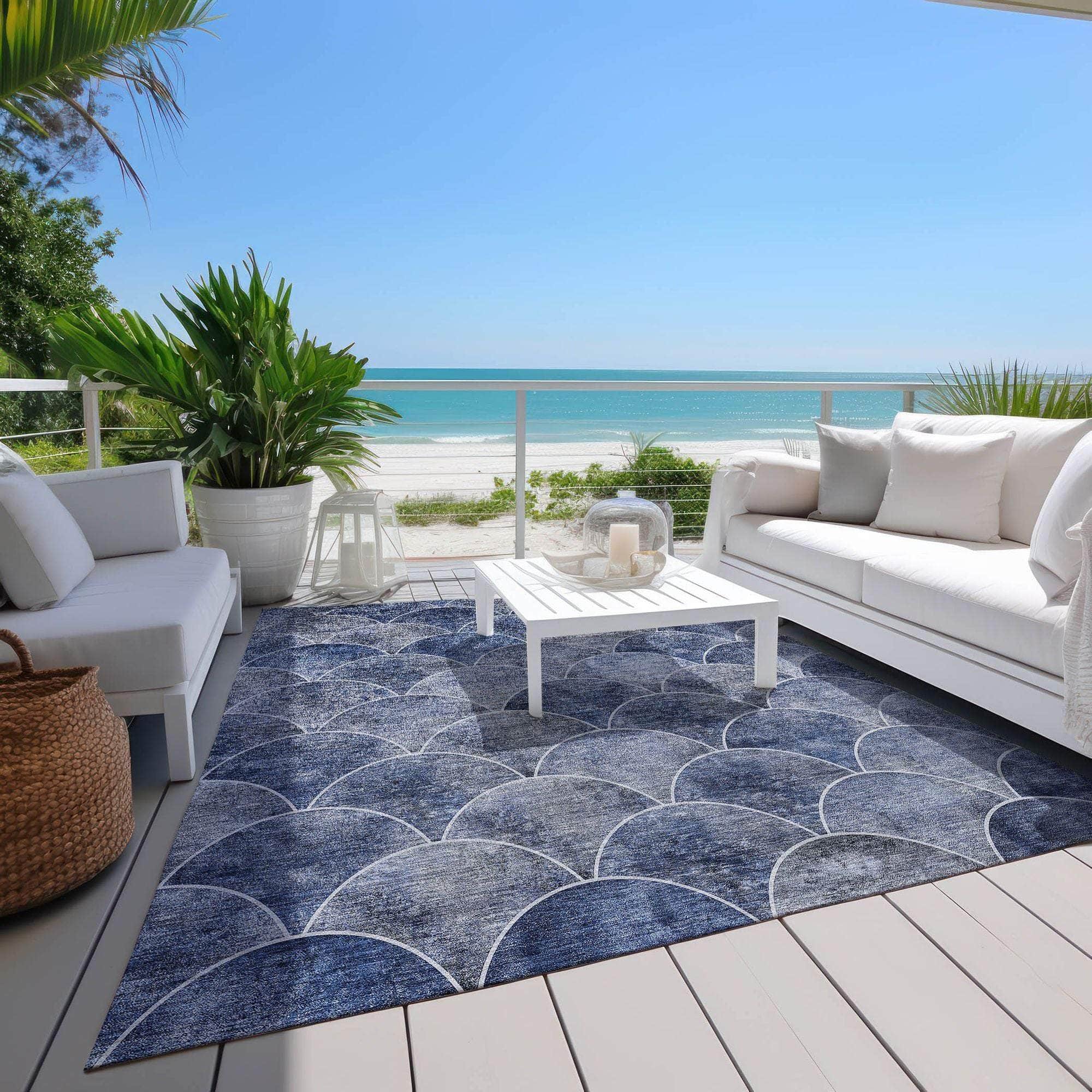 Machine Made ACN594 Blue Rugs
