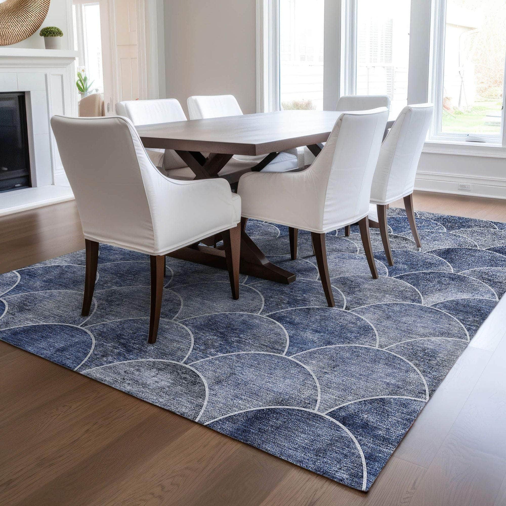 Machine Made ACN594 Blue Rugs