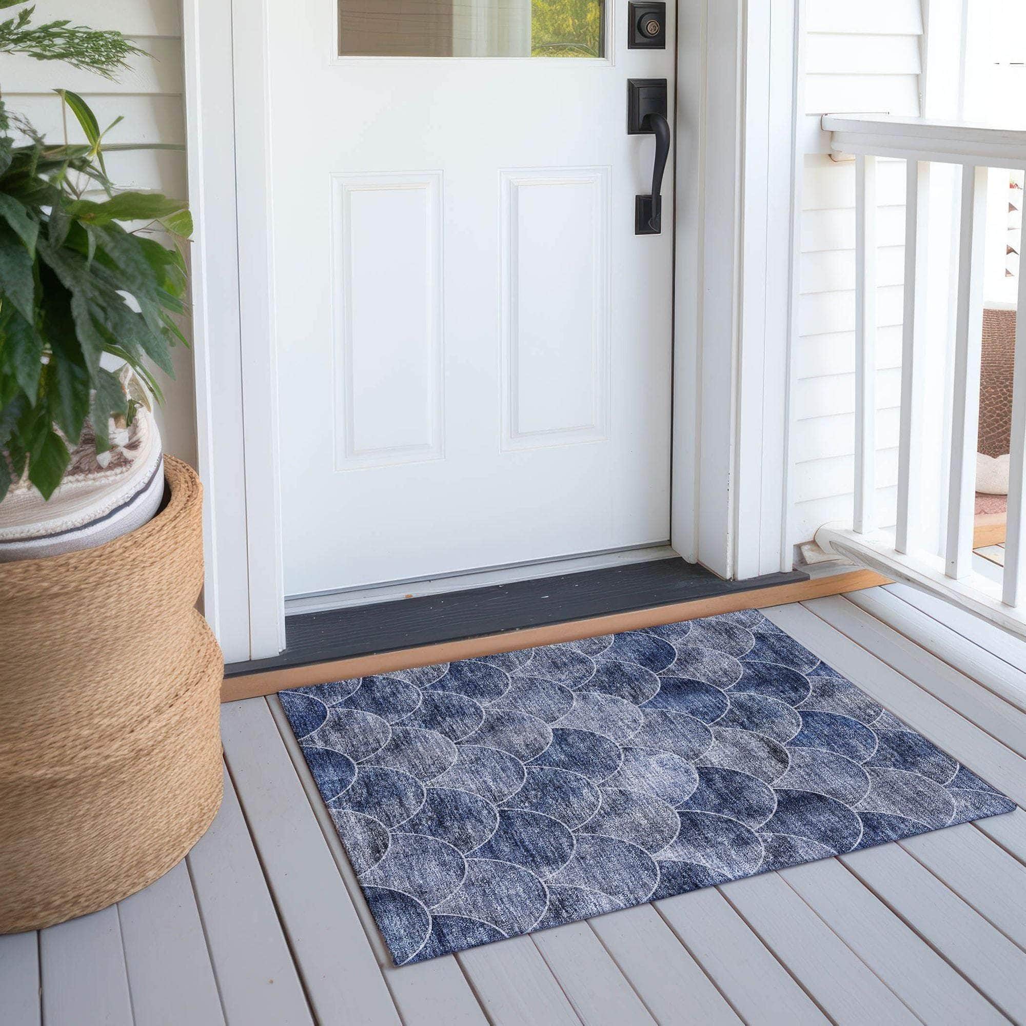 Machine Made ACN594 Blue Rugs