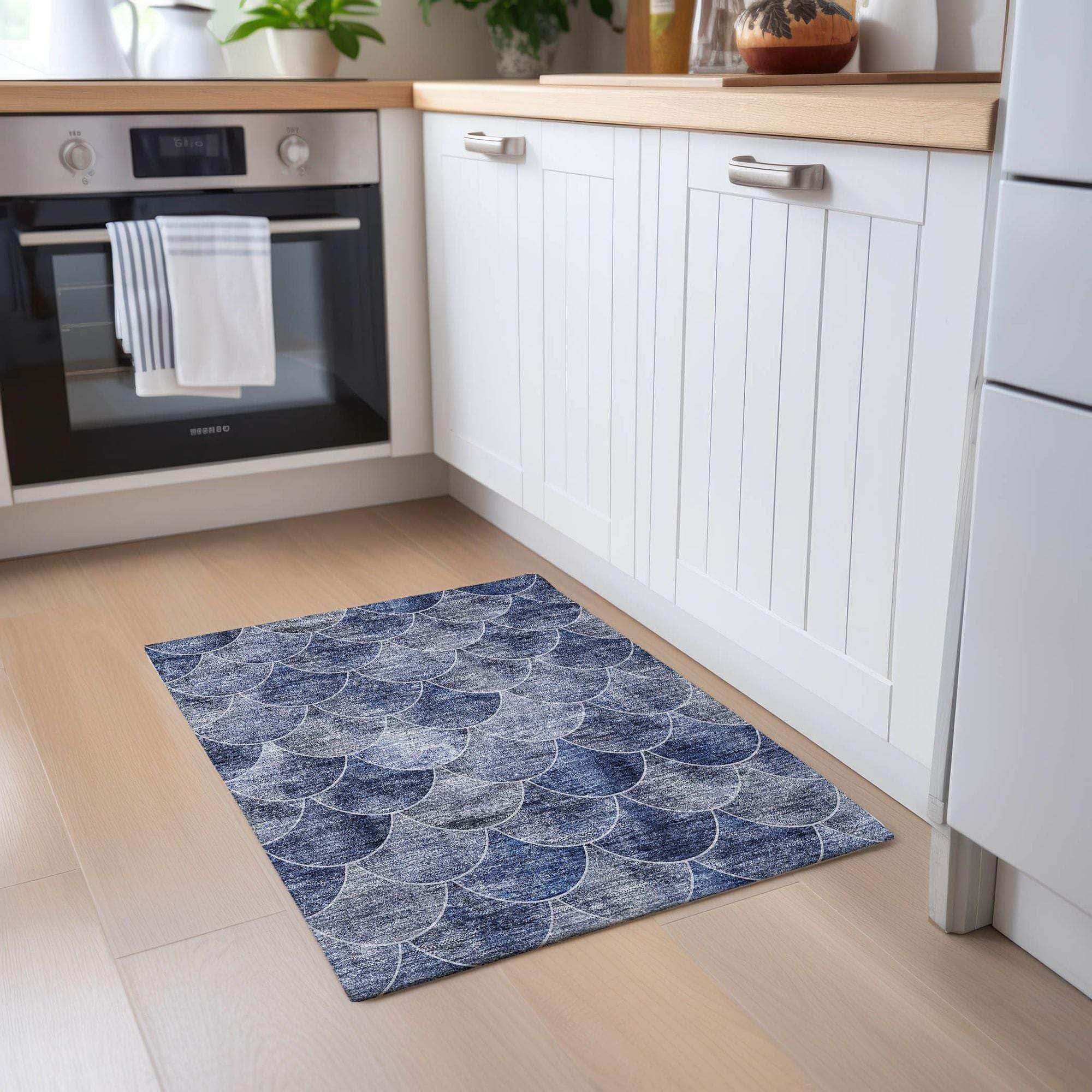 Machine Made ACN594 Blue Rugs