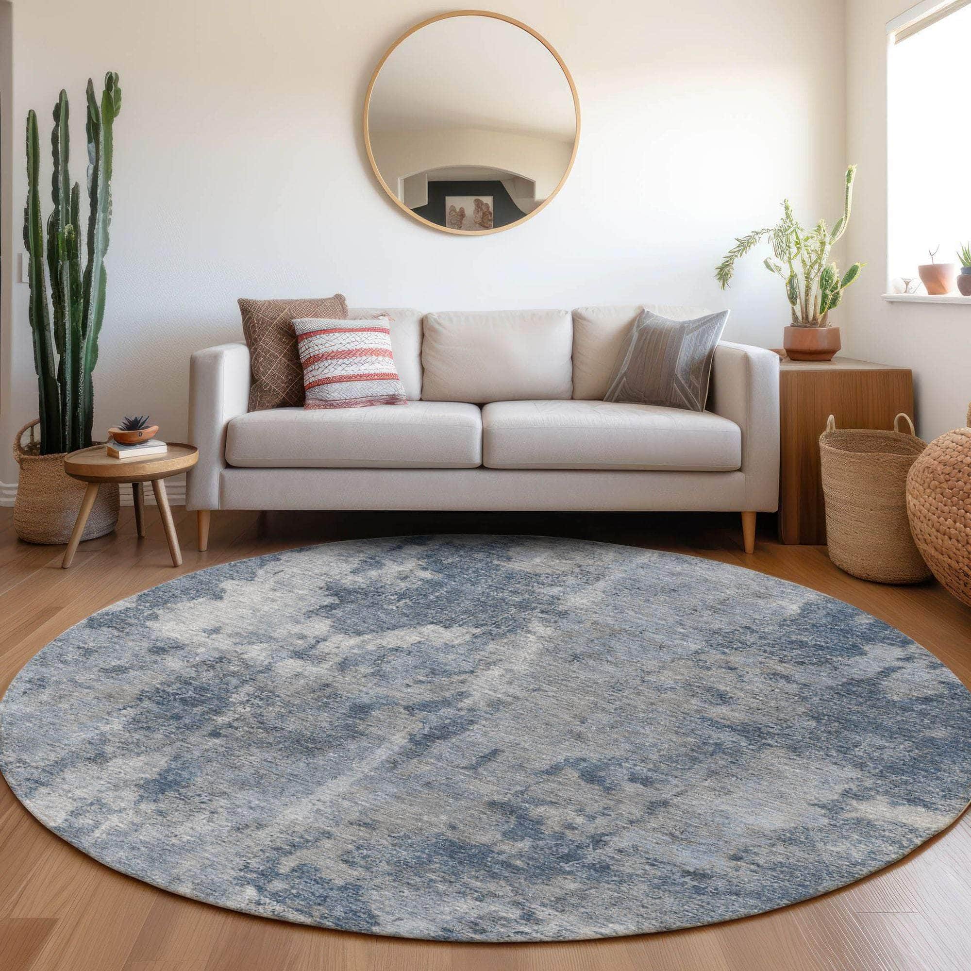 Machine Made ACN573 Blue Rugs