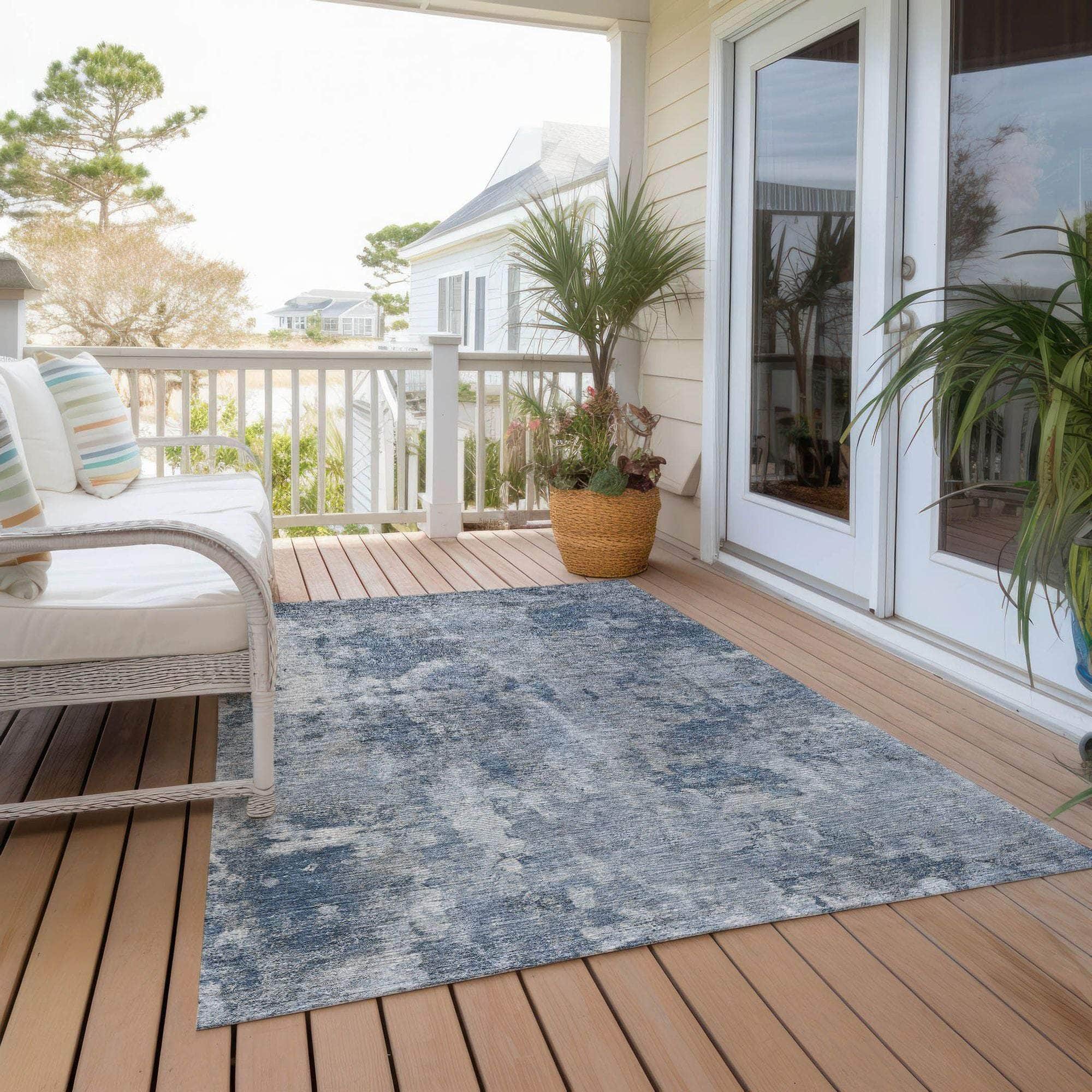 Machine Made ACN573 Blue Rugs