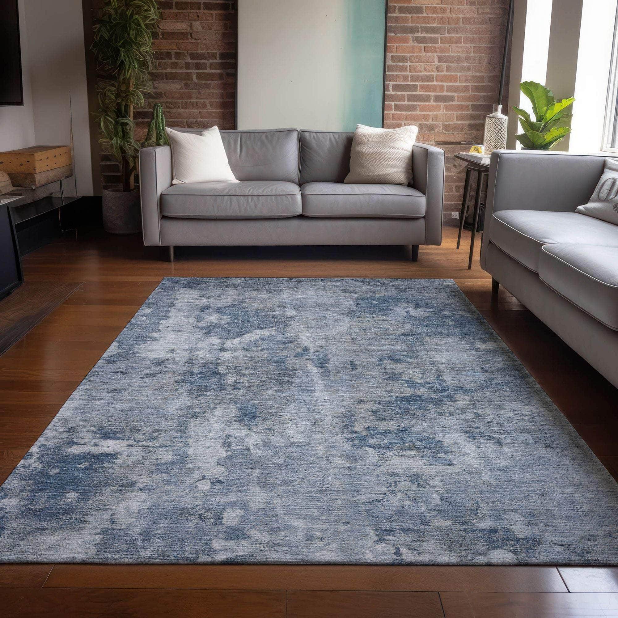 Machine Made ACN573 Blue Rugs