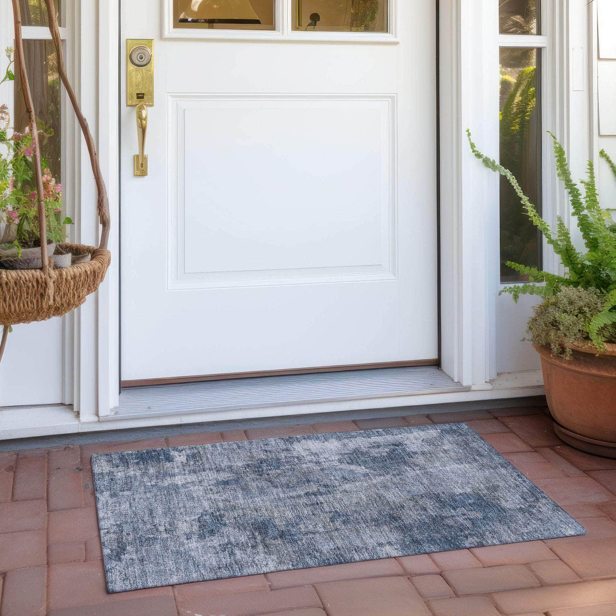 Machine Made ACN573 Blue Rugs