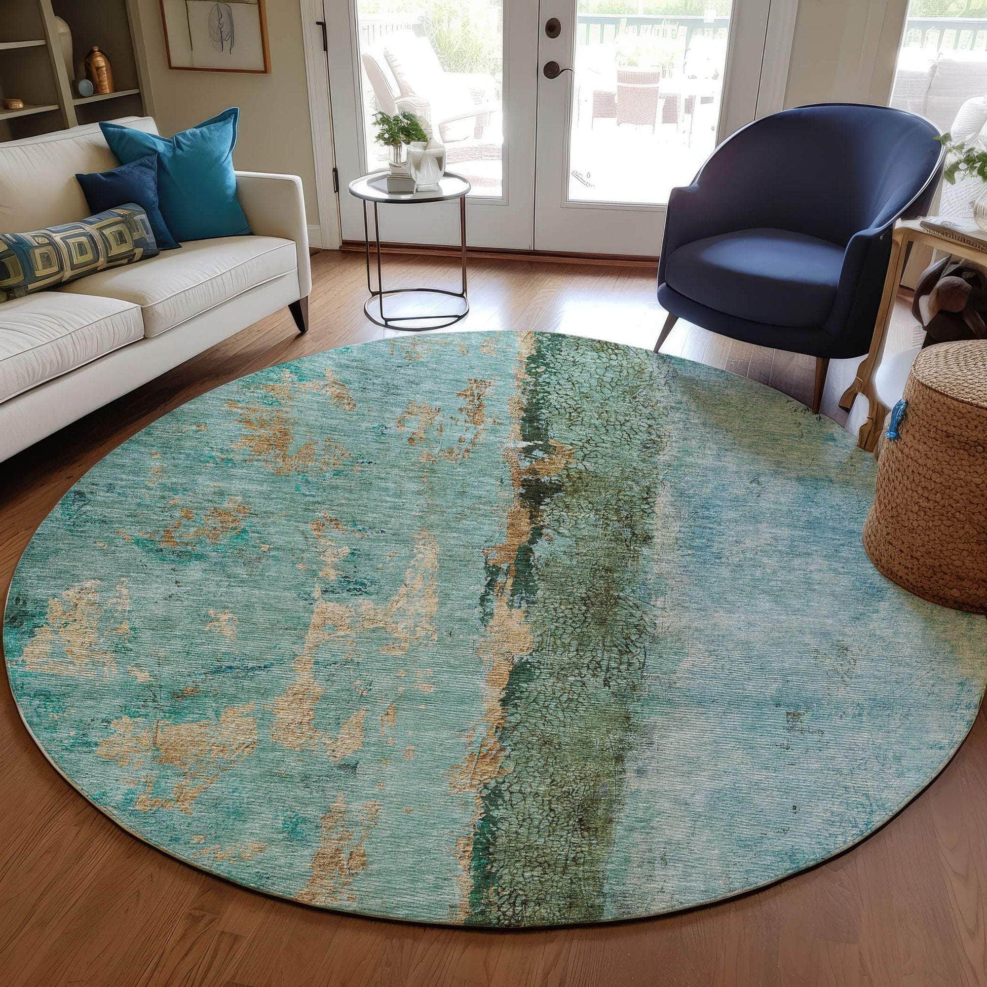 Machine Made ACN605 Blue Rugs