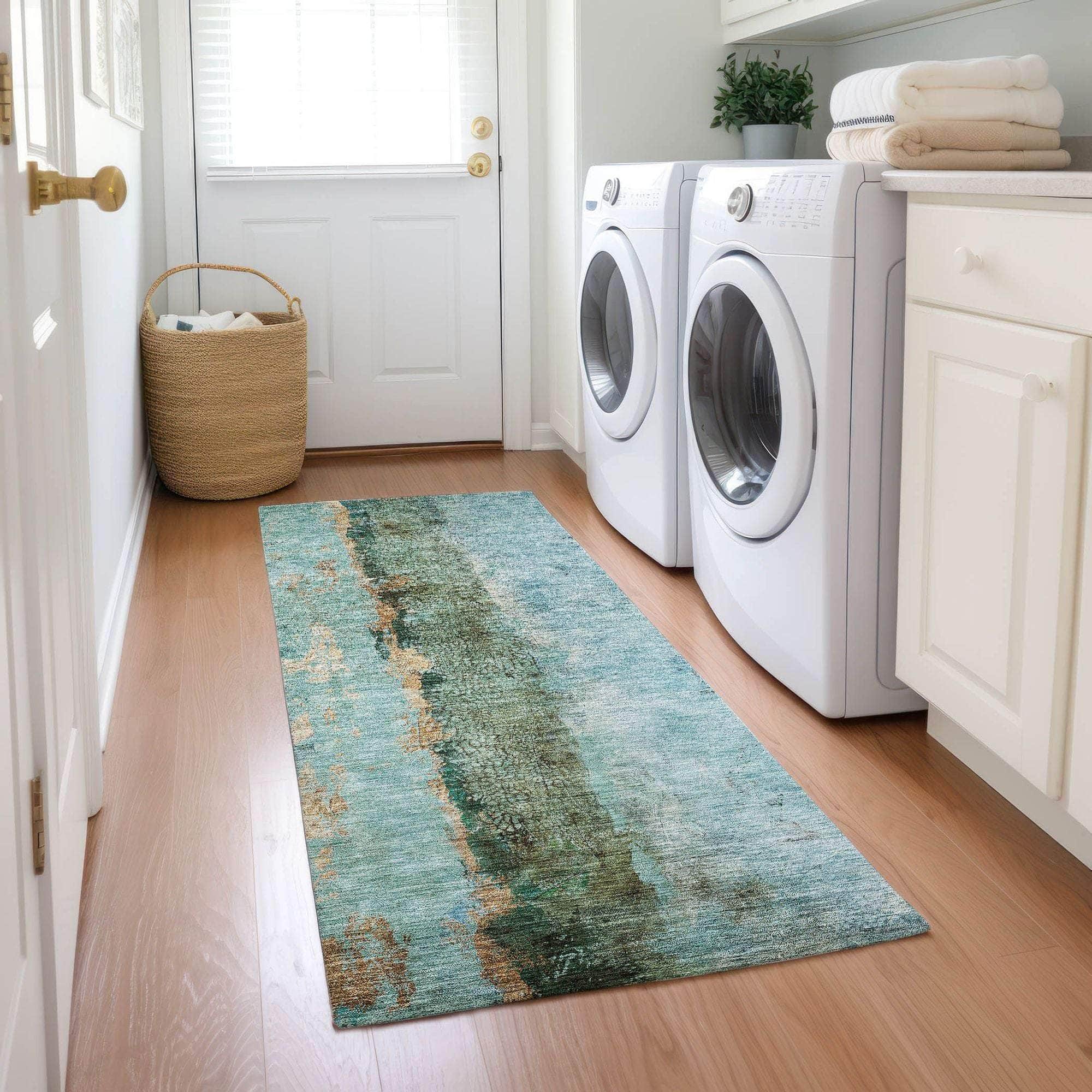 Machine Made ACN605 Blue Rugs