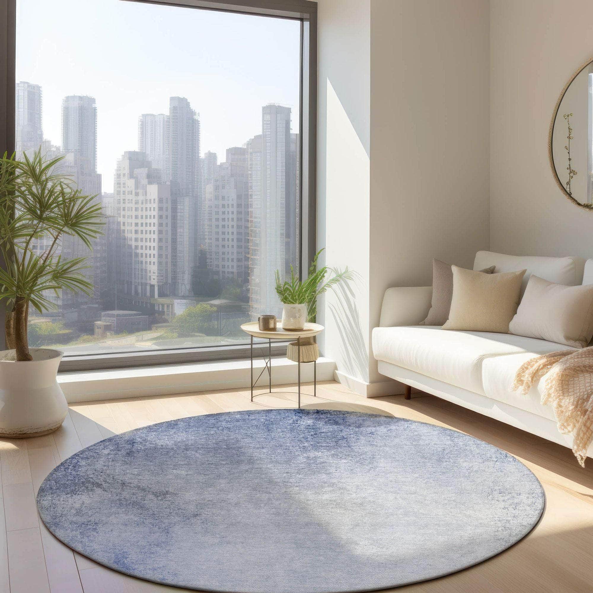 Machine Made ACN601 Blue Rugs