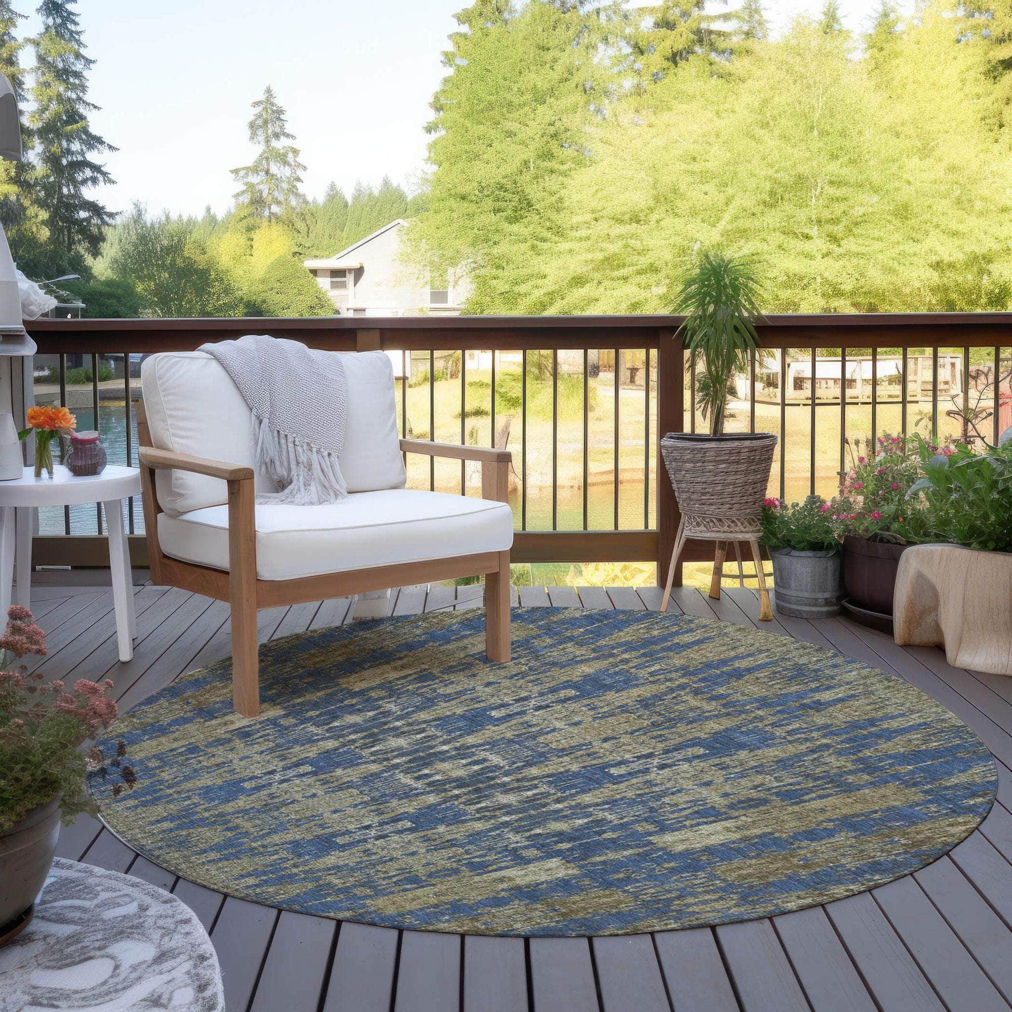 Machine Made ACN580 Blue Rugs