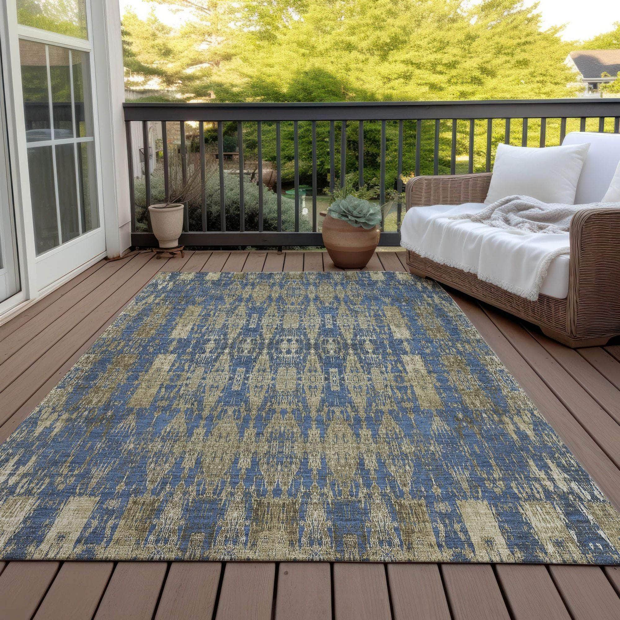 Machine Made ACN580 Blue Rugs