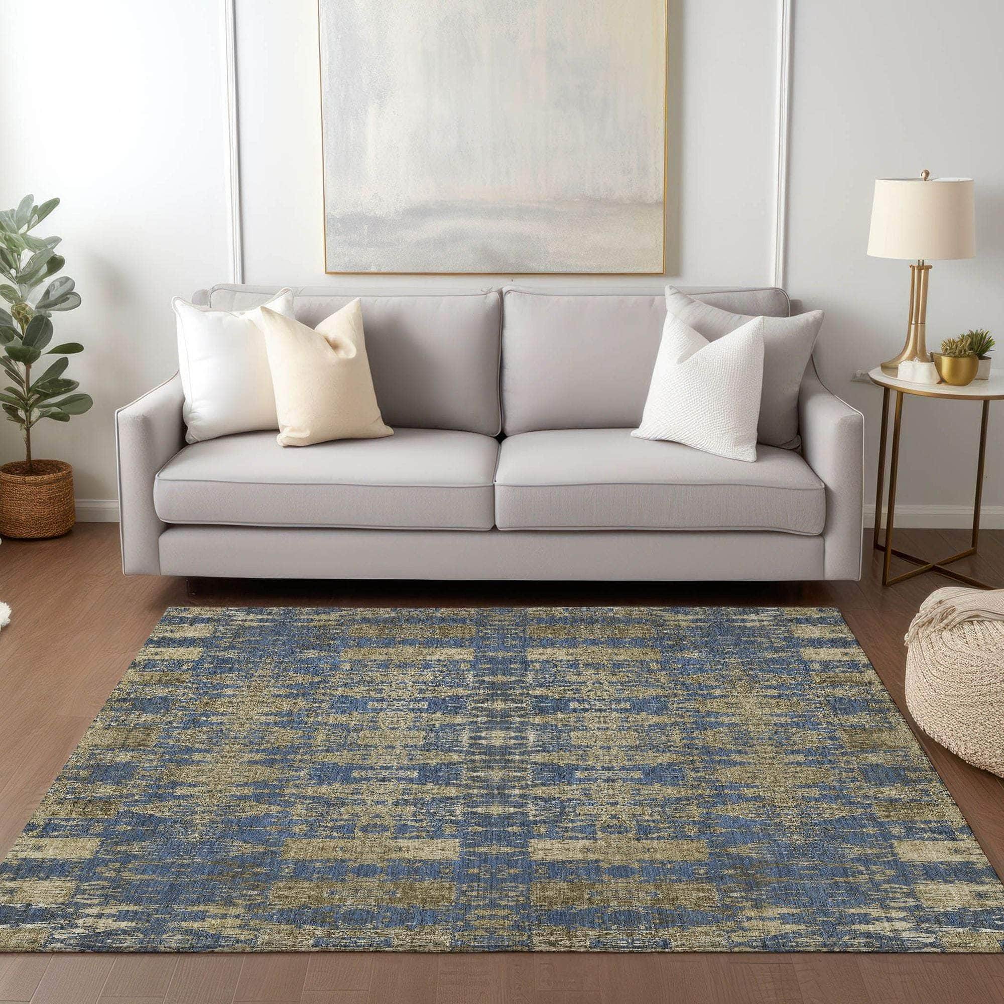 Machine Made ACN580 Blue Rugs