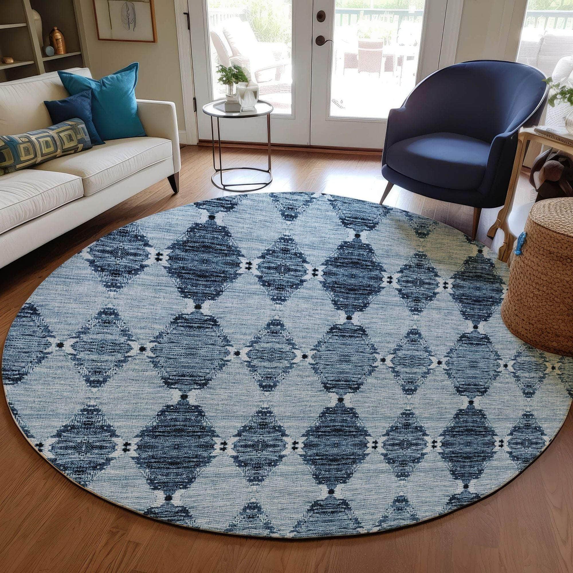 Machine Made ACN610 Blue Rugs