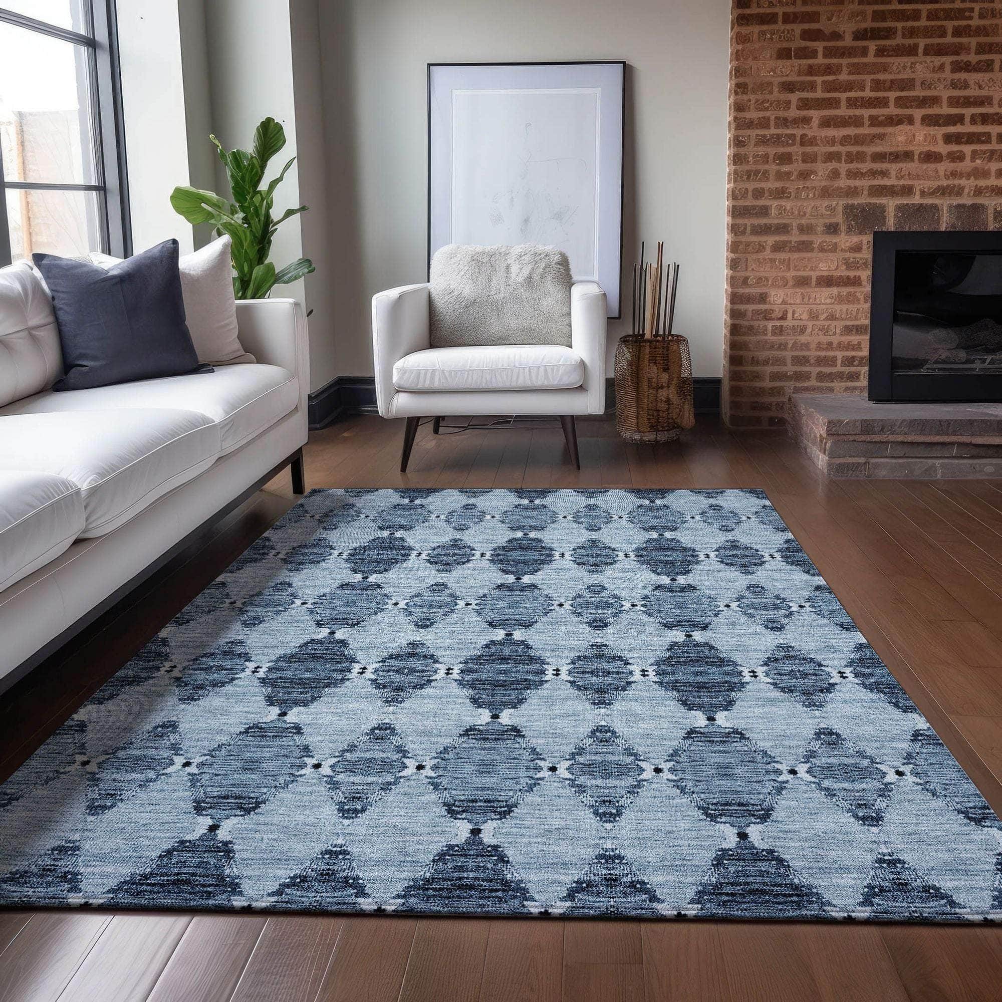 Machine Made ACN610 Blue Rugs