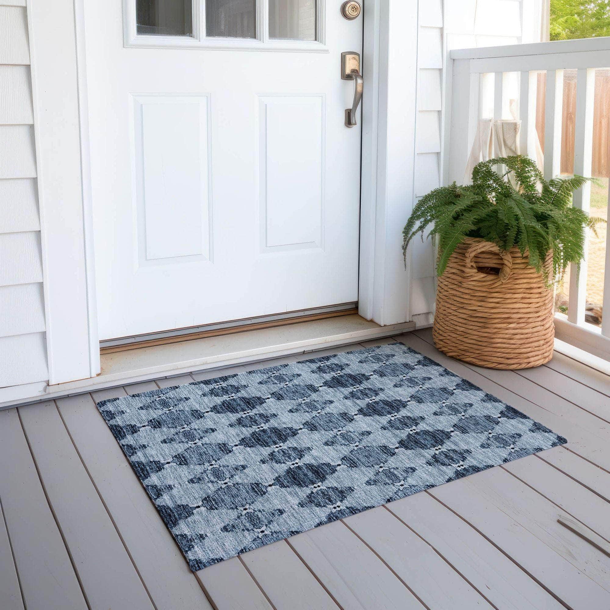 Machine Made ACN610 Blue Rugs