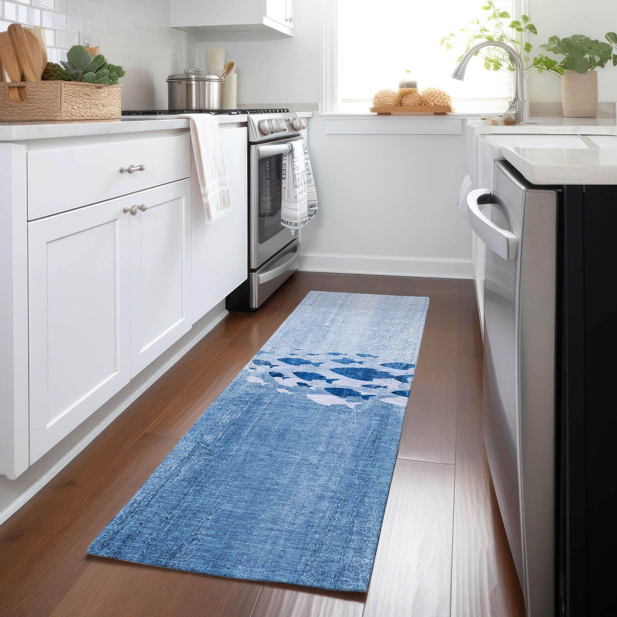 Machine Made ACN627 Blue Rugs