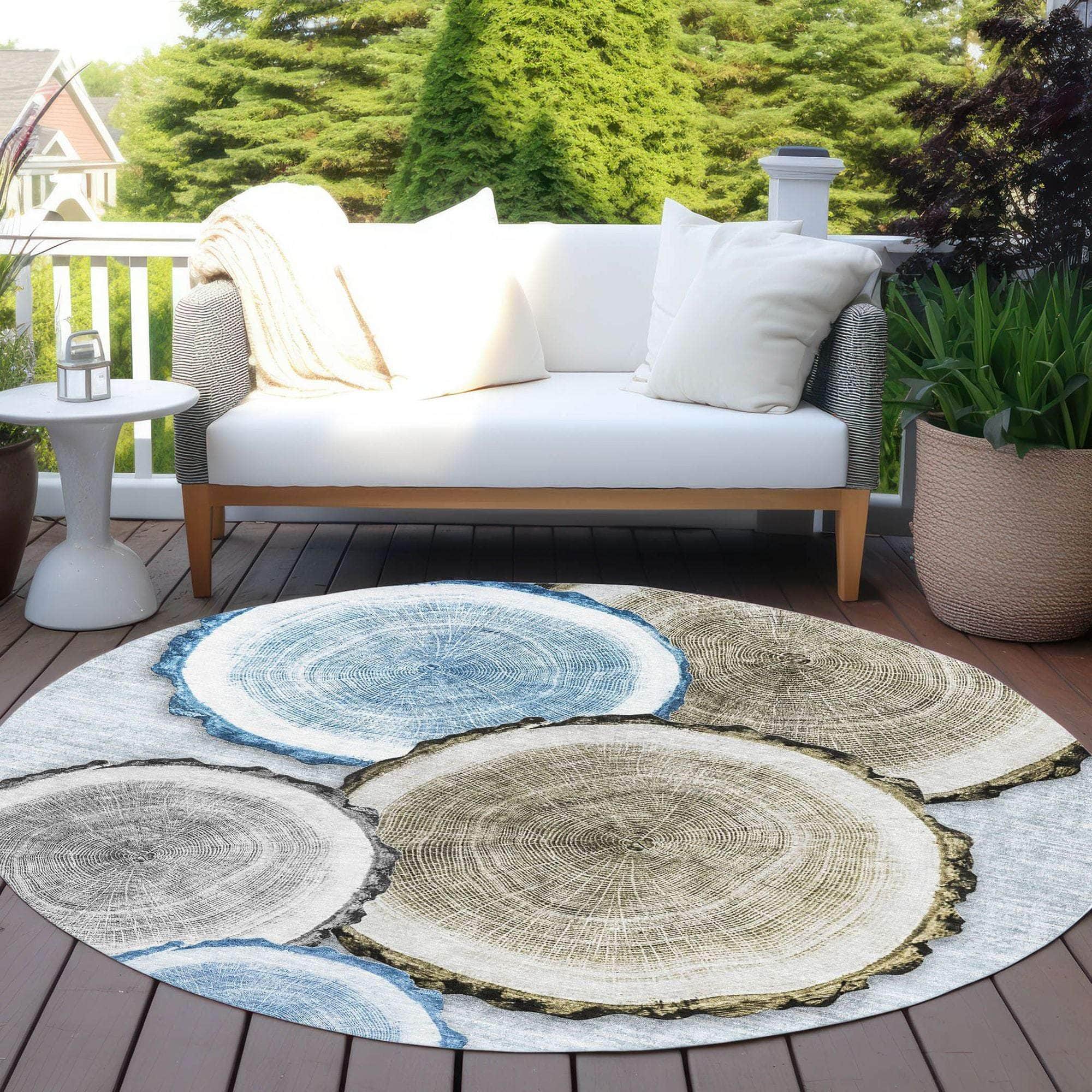 Machine Made ACN575 Blue Rugs