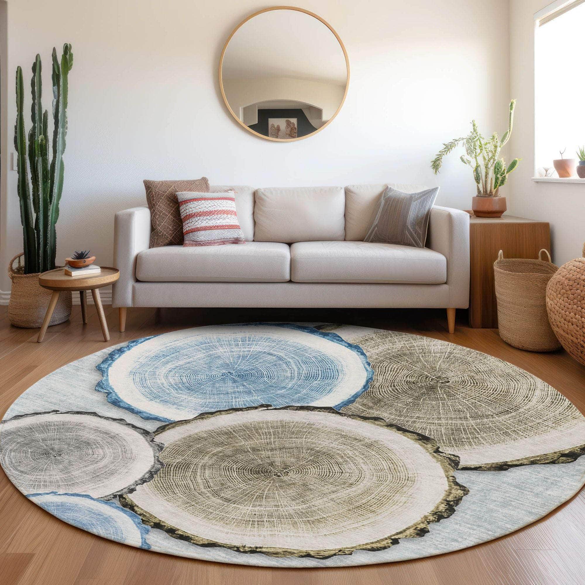 Machine Made ACN575 Blue Rugs