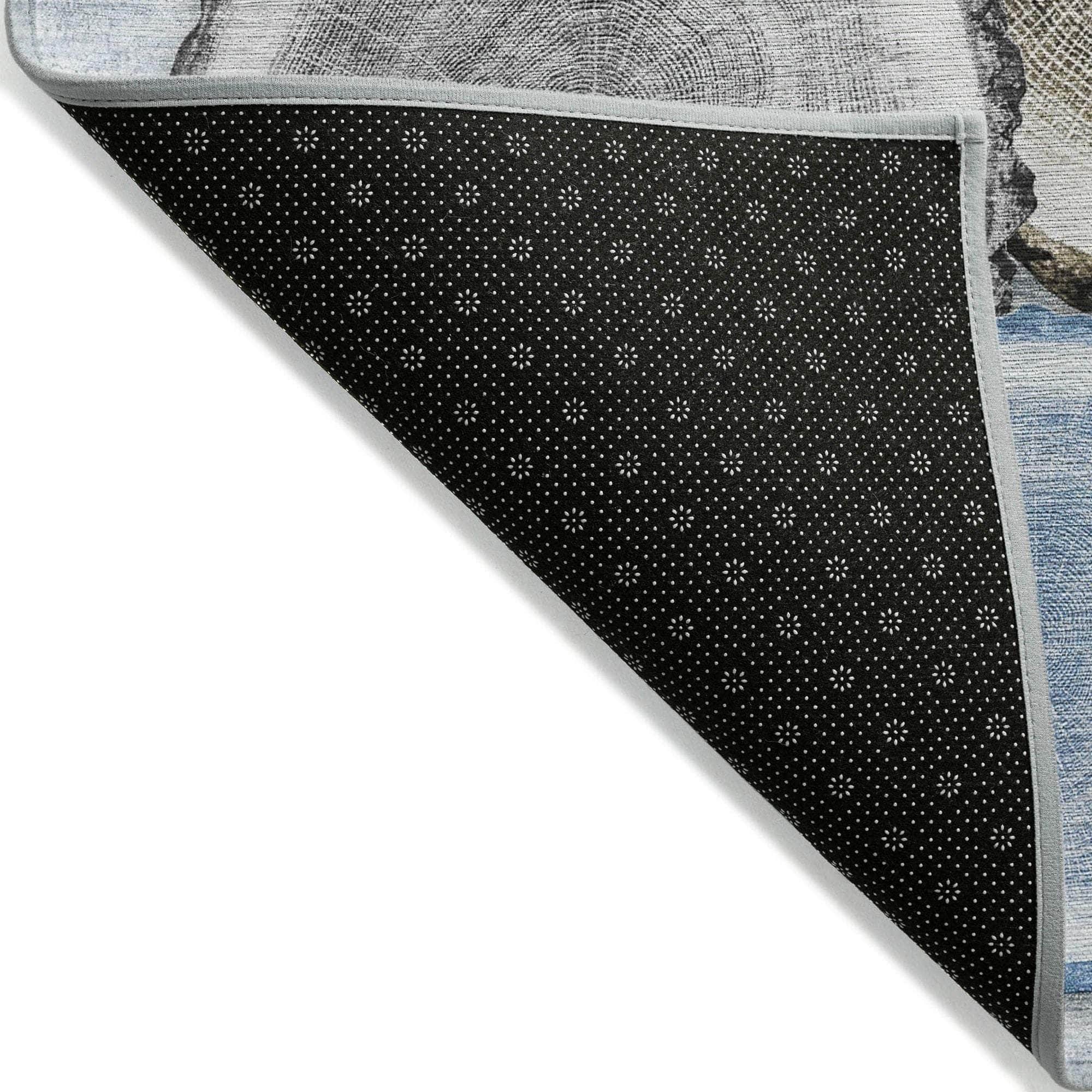 Machine Made ACN575 Blue Rugs