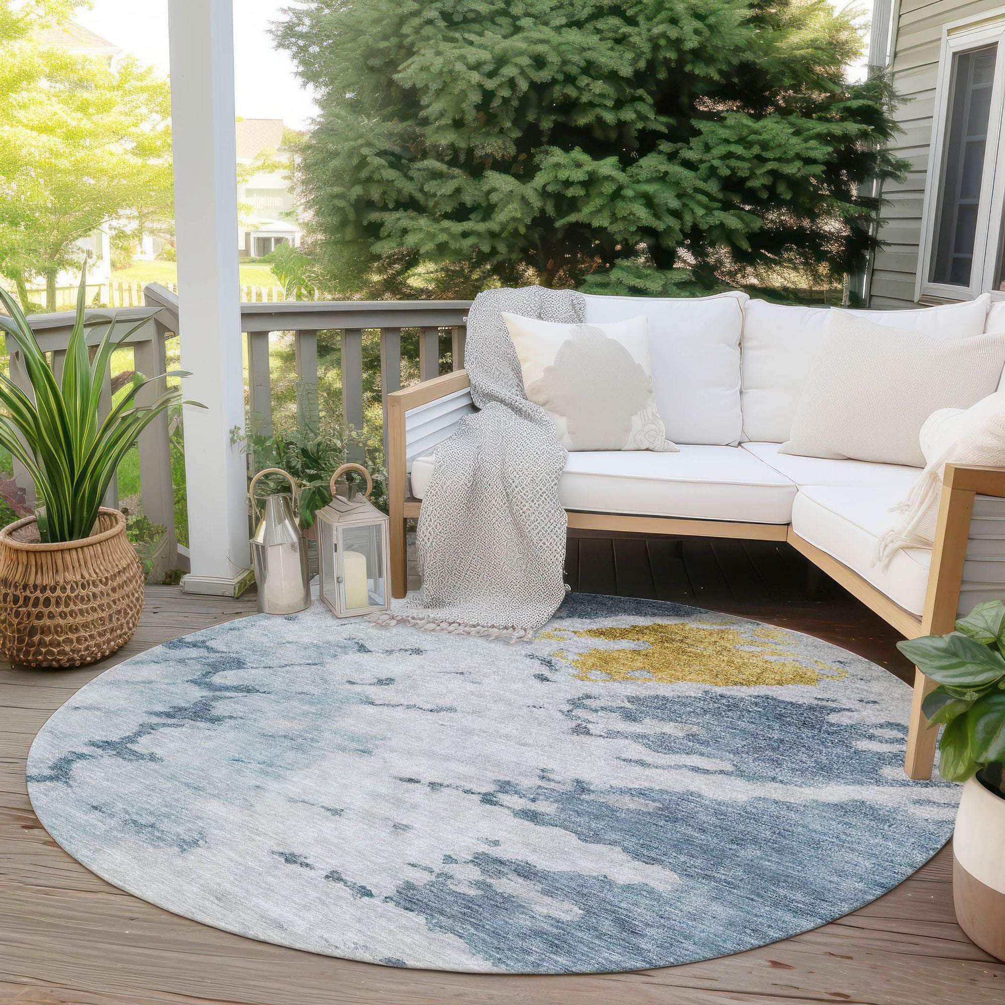 Machine Made ACN614 Blue Rugs