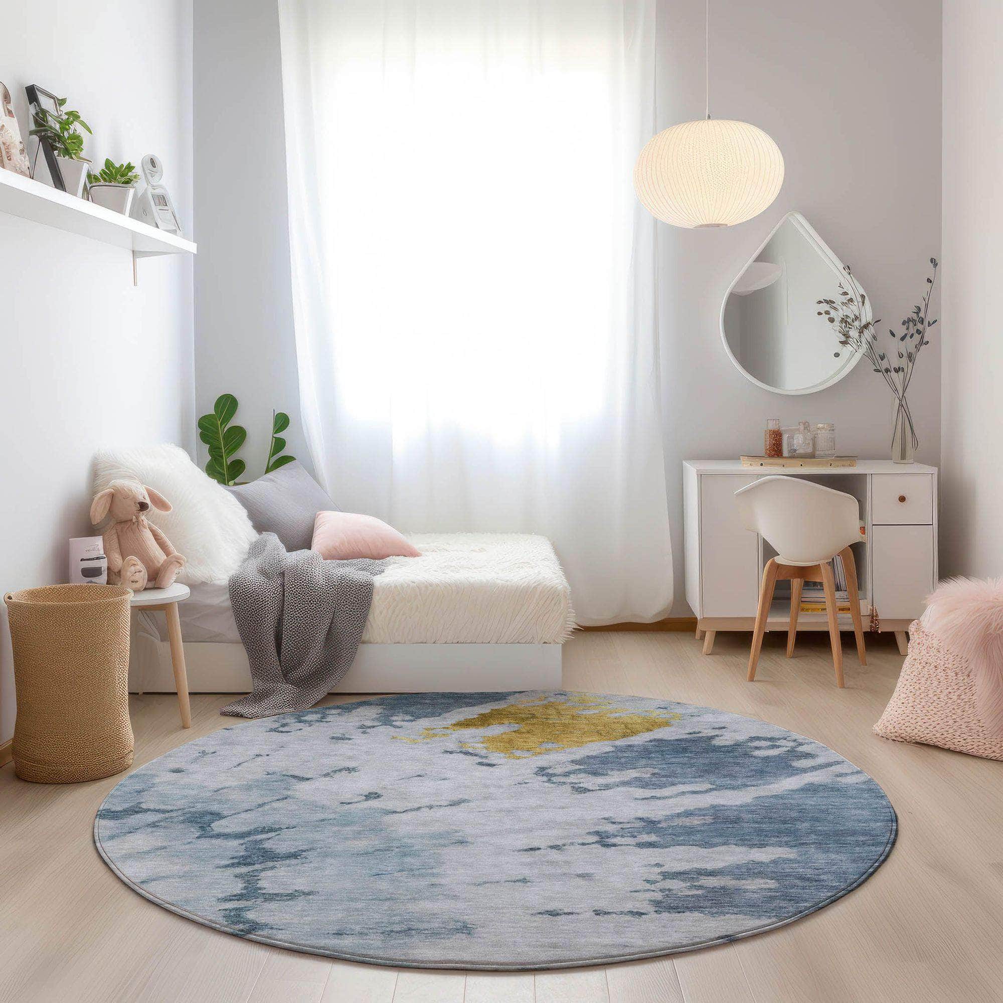 Machine Made ACN614 Blue Rugs