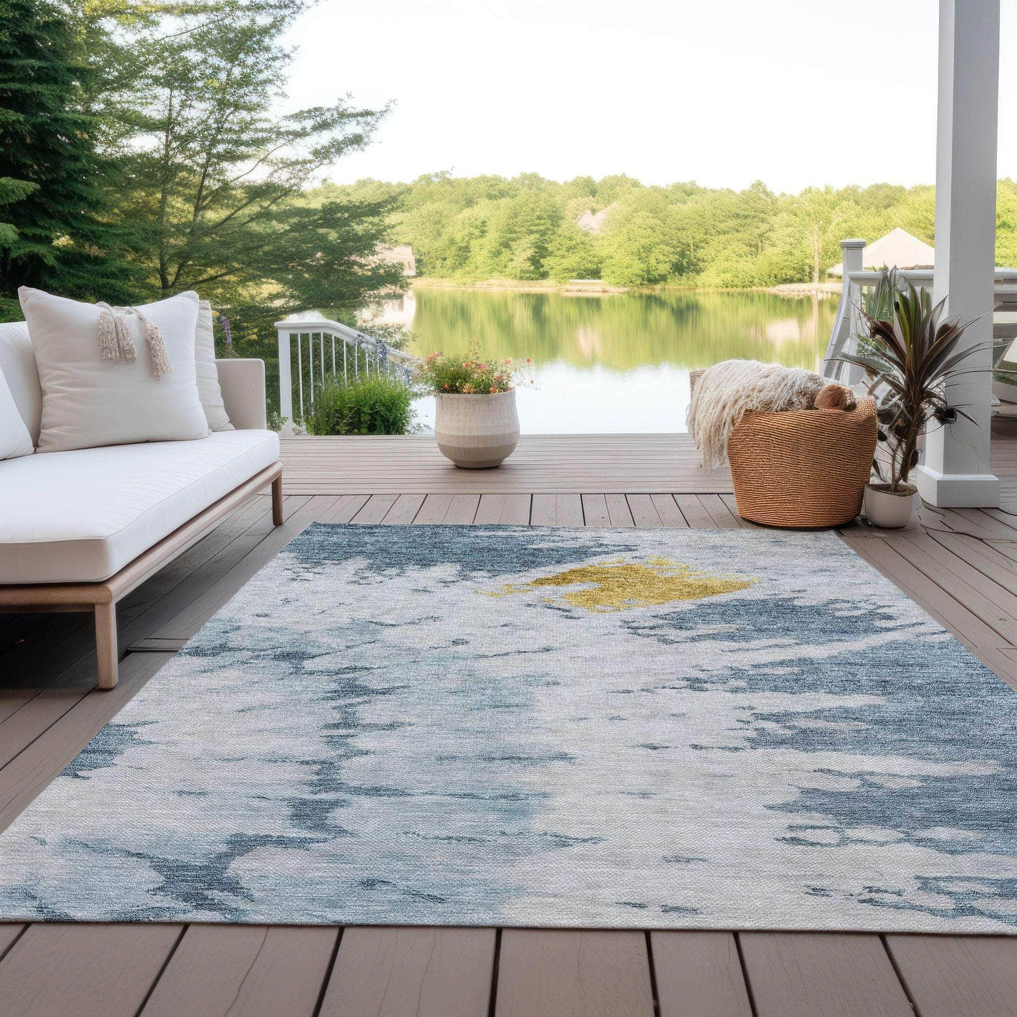 Machine Made ACN614 Blue Rugs