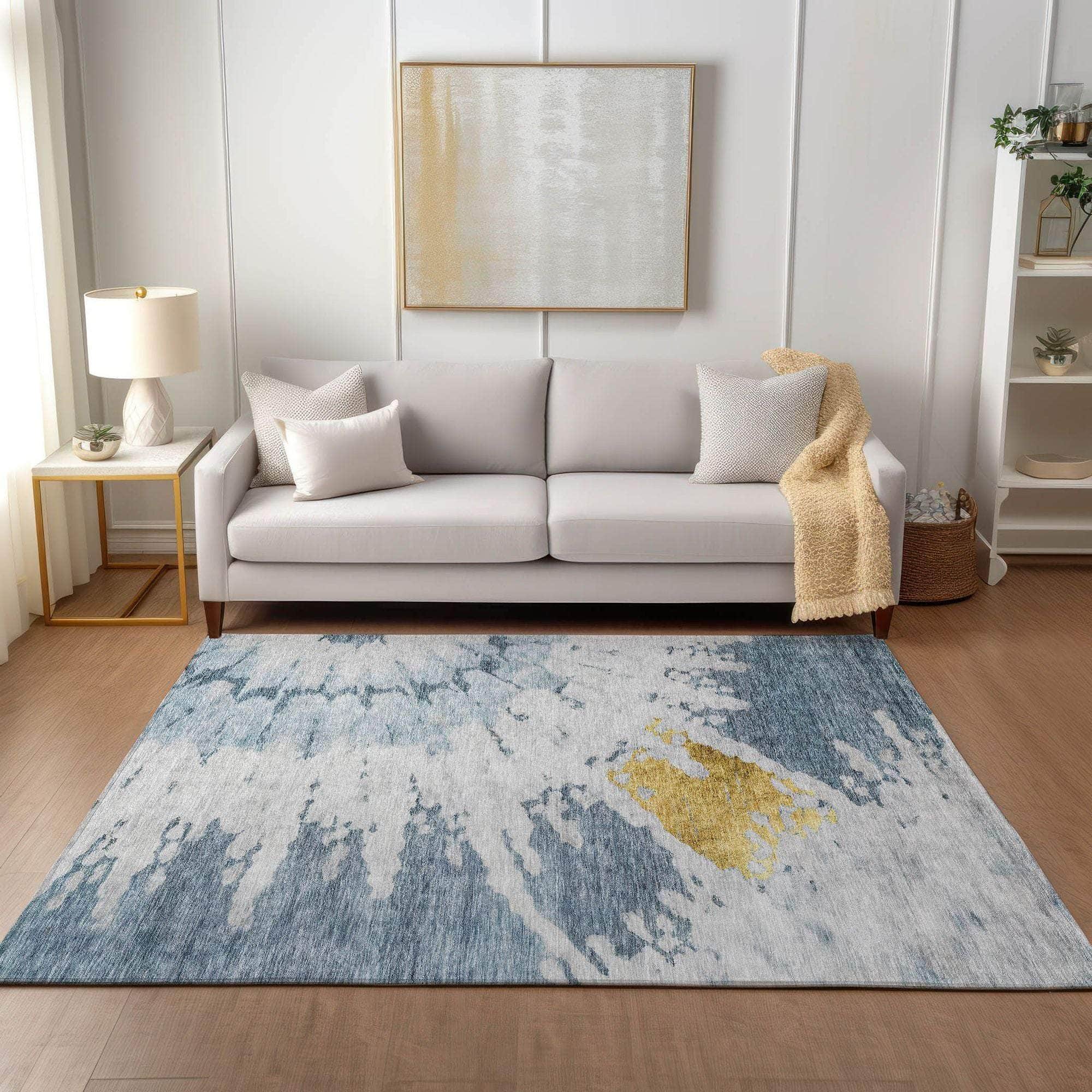 Machine Made ACN614 Blue Rugs