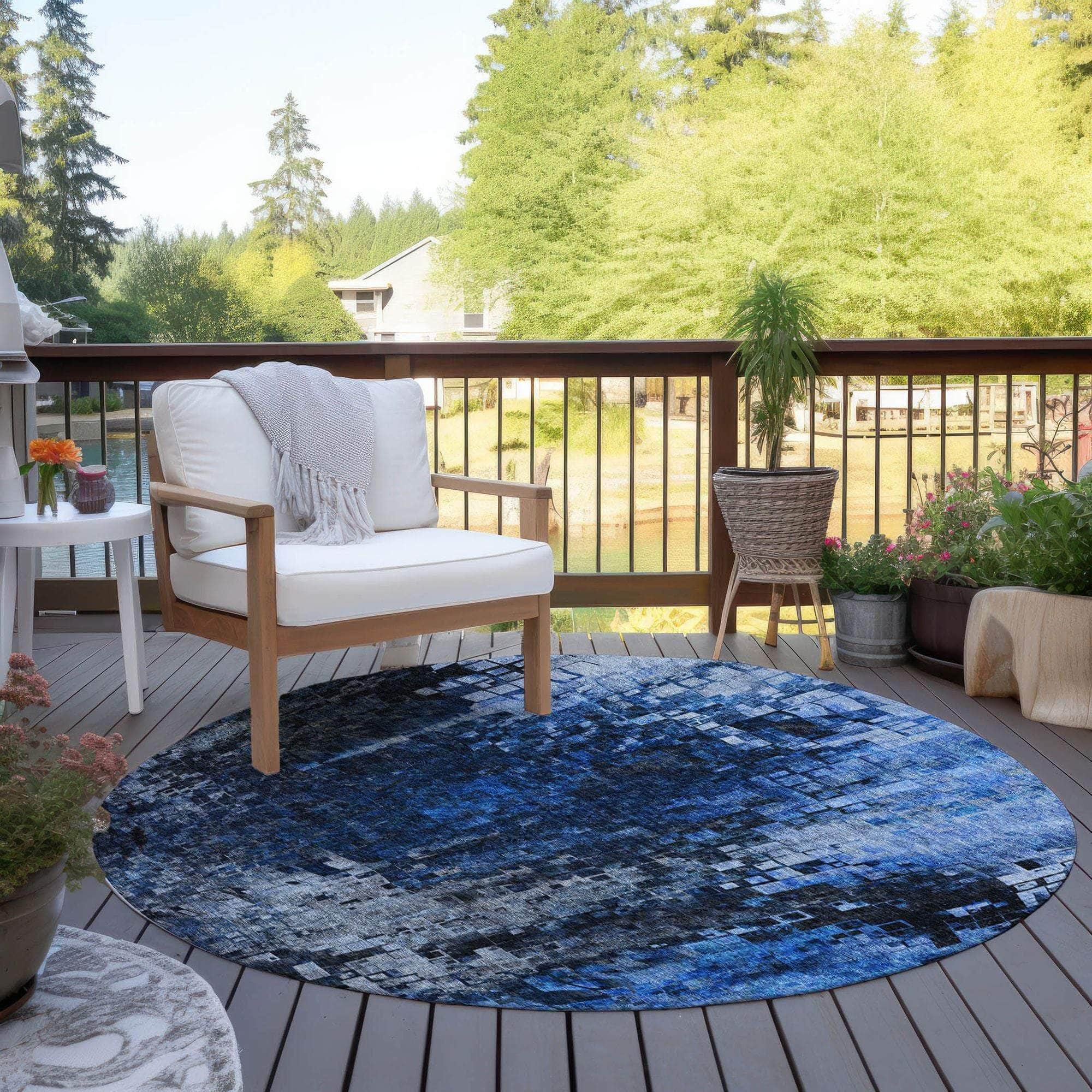 Machine Made ACN581 Blue Rugs