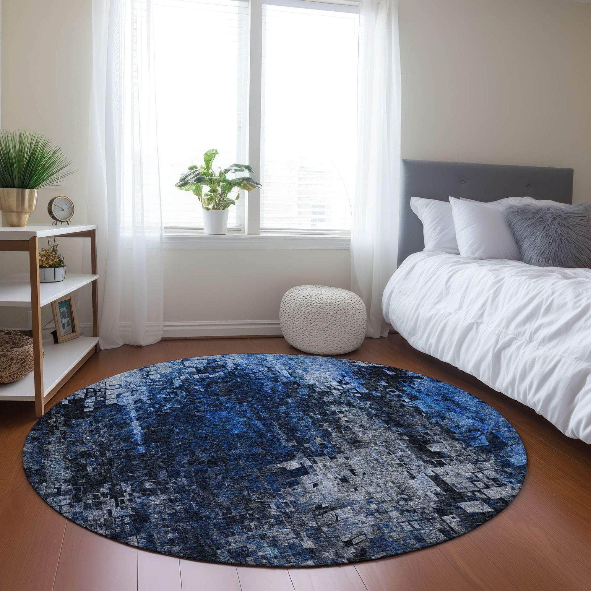 Machine Made ACN581 Blue Rugs